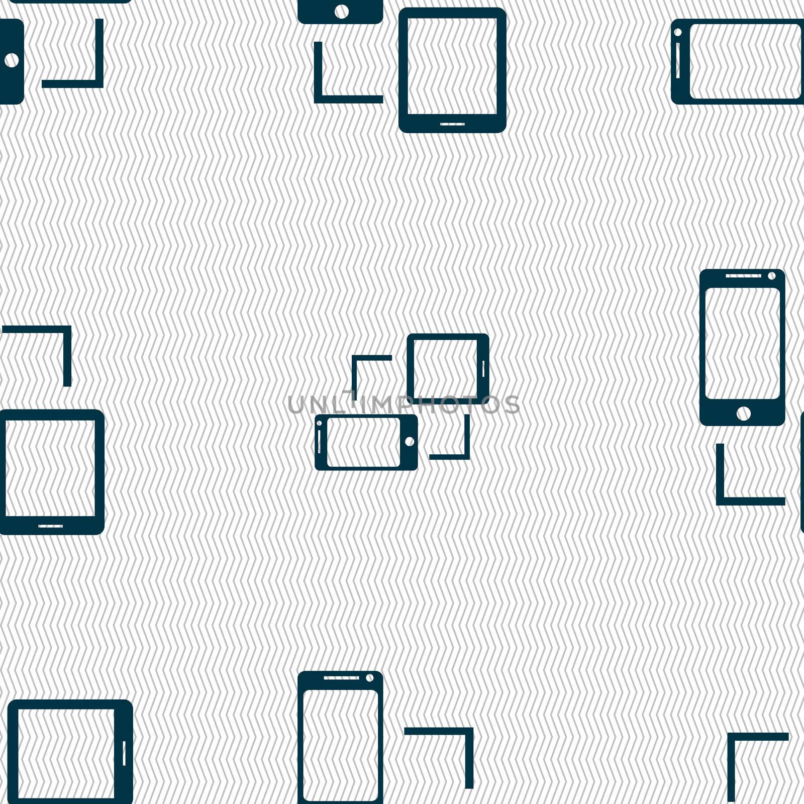 Synchronization sign icon. communicators sync symbol. Data exchange. Seamless abstract background with geometric shapes. illustration