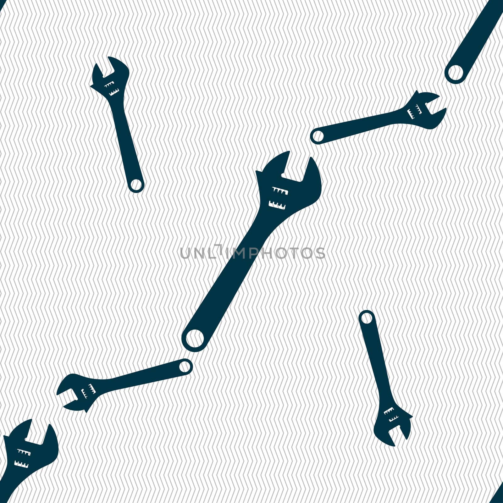 wrench icon sign. Seamless pattern with geometric texture.  by serhii_lohvyniuk