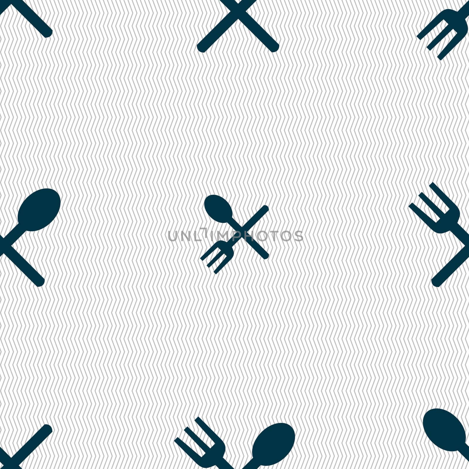 Fork and spoon crosswise, Cutlery, Eat icon sign. Seamless abstract background with geometric shapes. illustration