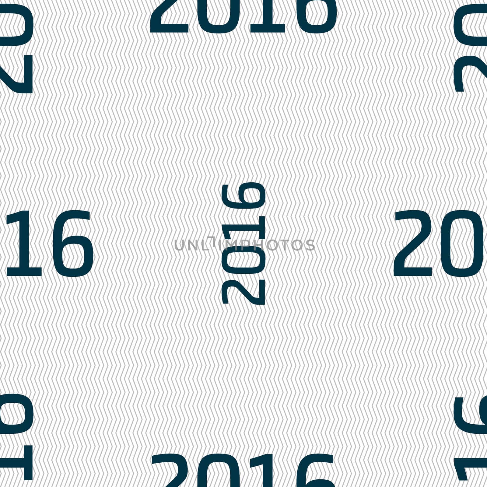 Happy new year 2016 sign icon. Calendar date. Seamless abstract background with geometric shapes.  by serhii_lohvyniuk