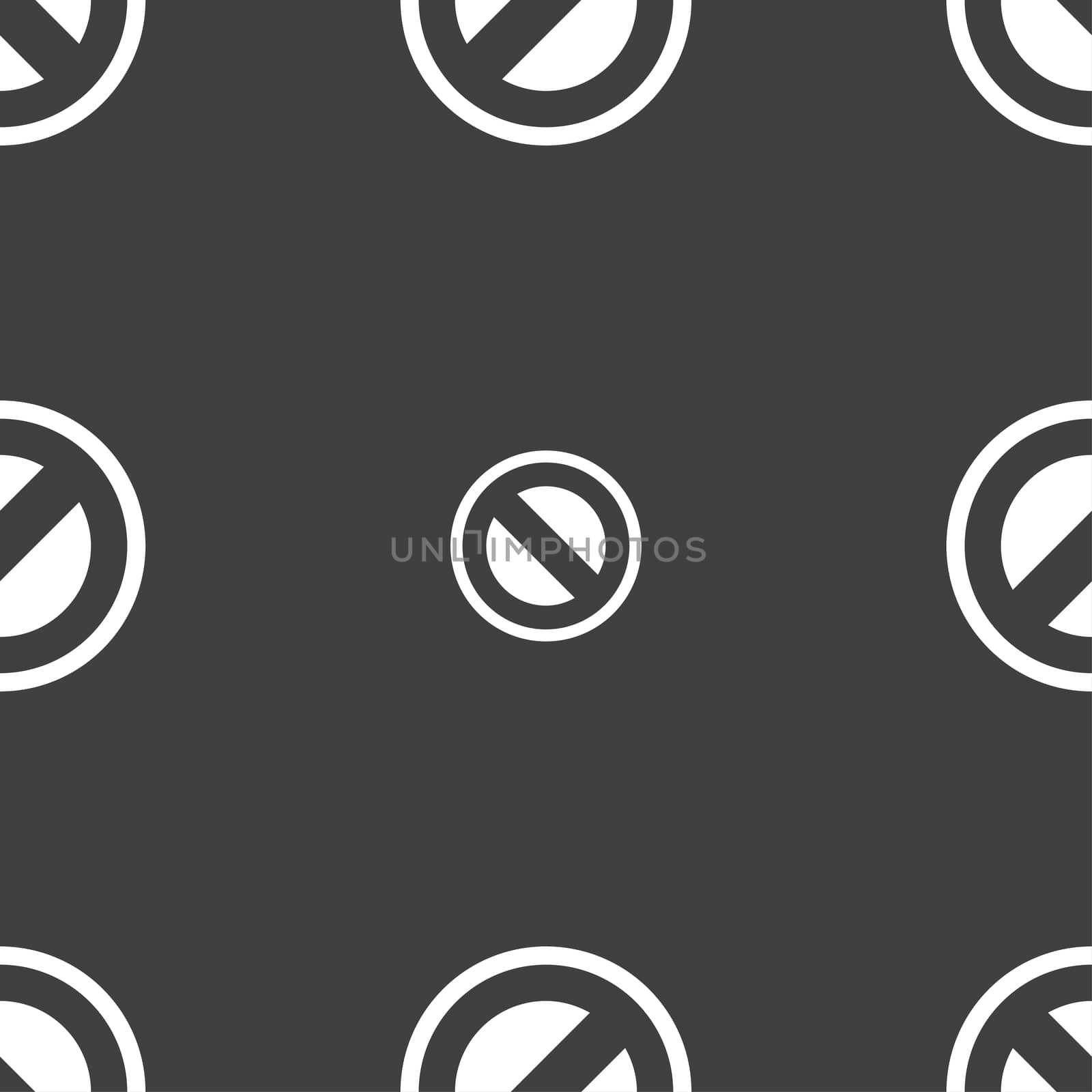 Cancel icon sign. Seamless pattern on a gray background.  by serhii_lohvyniuk