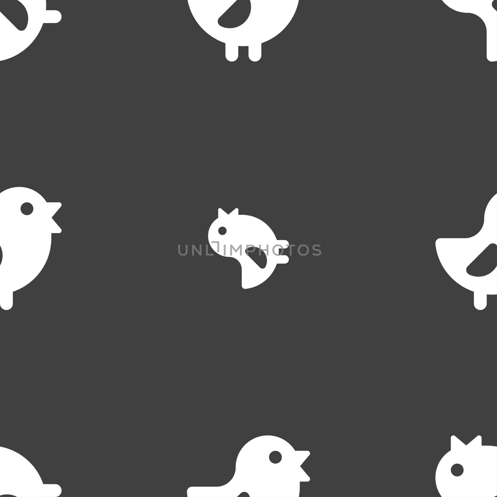 chicken, Bird icon sign. Seamless pattern on a gray background.  by serhii_lohvyniuk