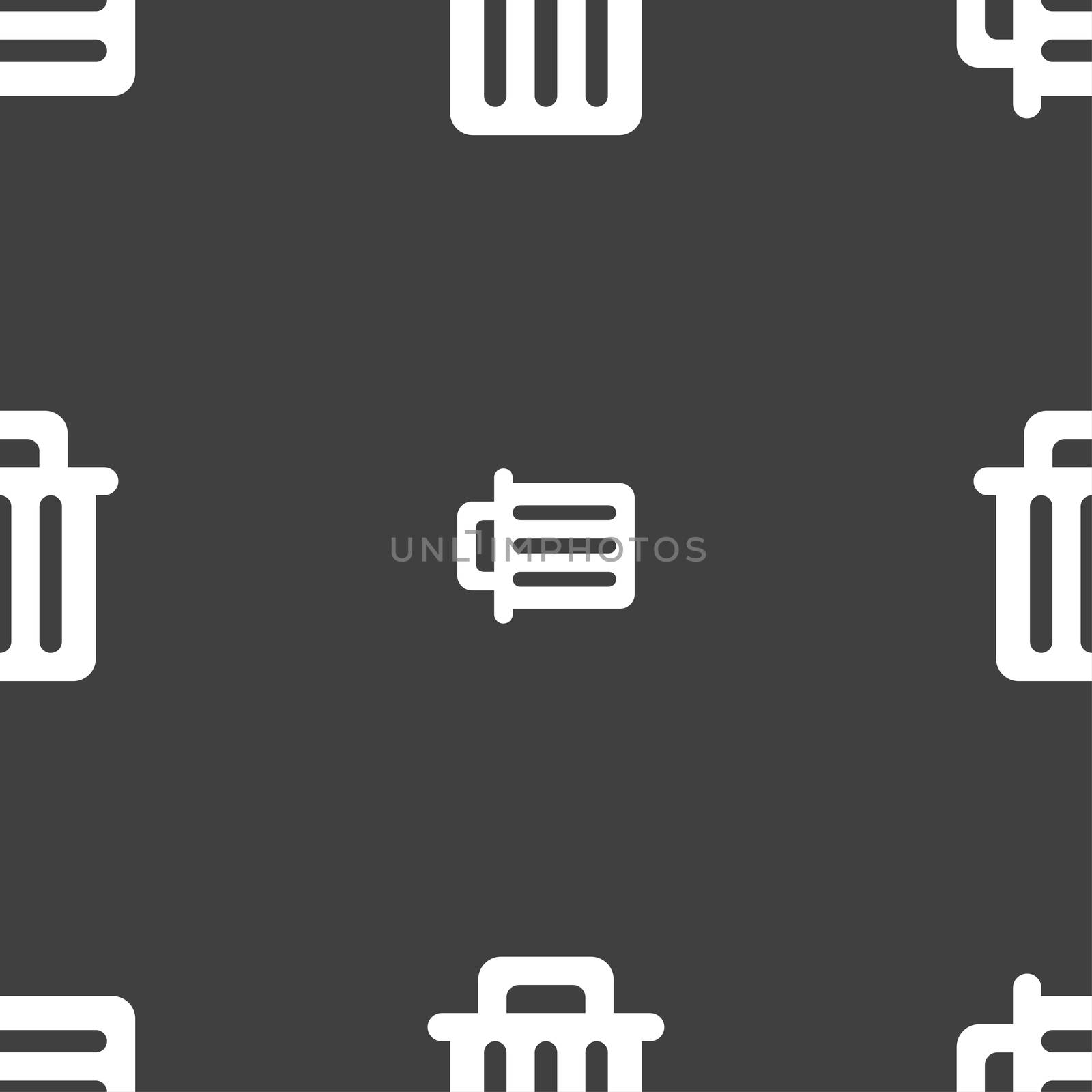 Recycle bin icon sign. Seamless pattern on a gray background.  by serhii_lohvyniuk