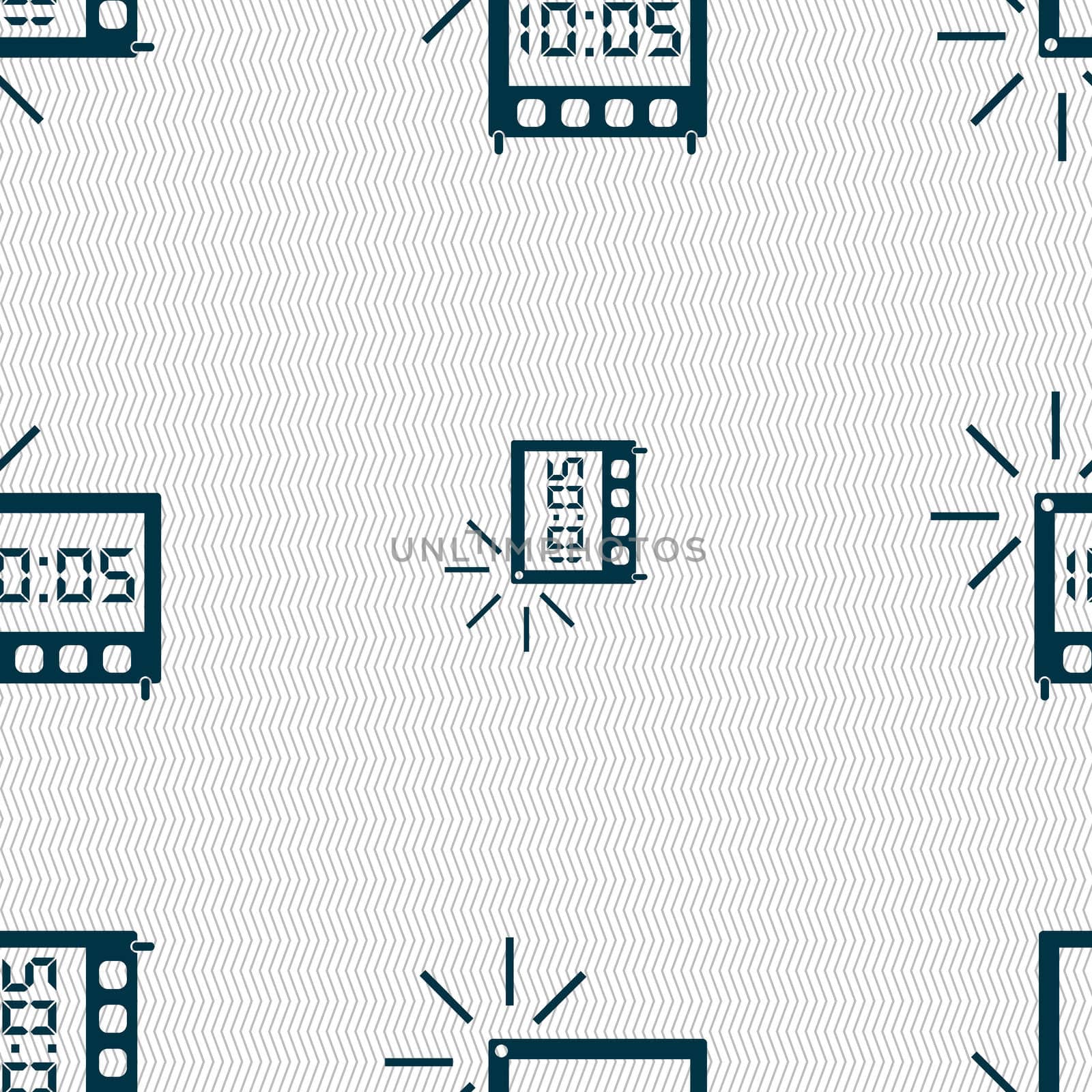 digital Alarm Clock icon sign. Seamless abstract background with geometric shapes.  by serhii_lohvyniuk