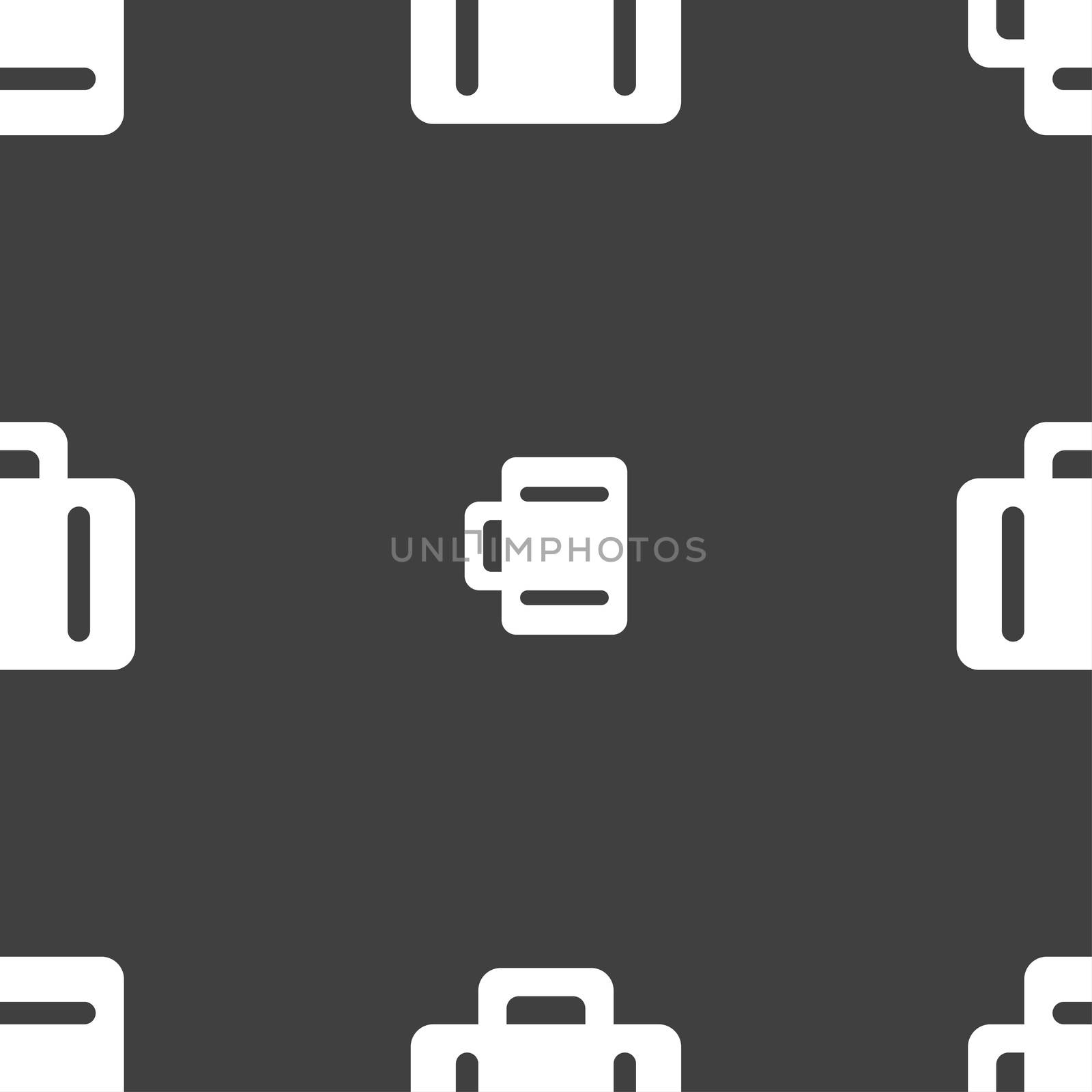 suitcase icon sign. Seamless pattern on a gray background.  by serhii_lohvyniuk