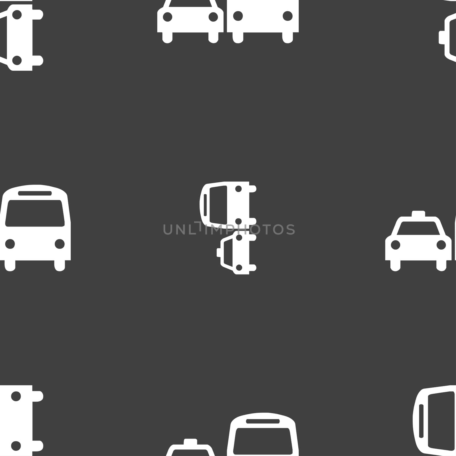 taxi icon sign. Seamless pattern on a gray background.  by serhii_lohvyniuk