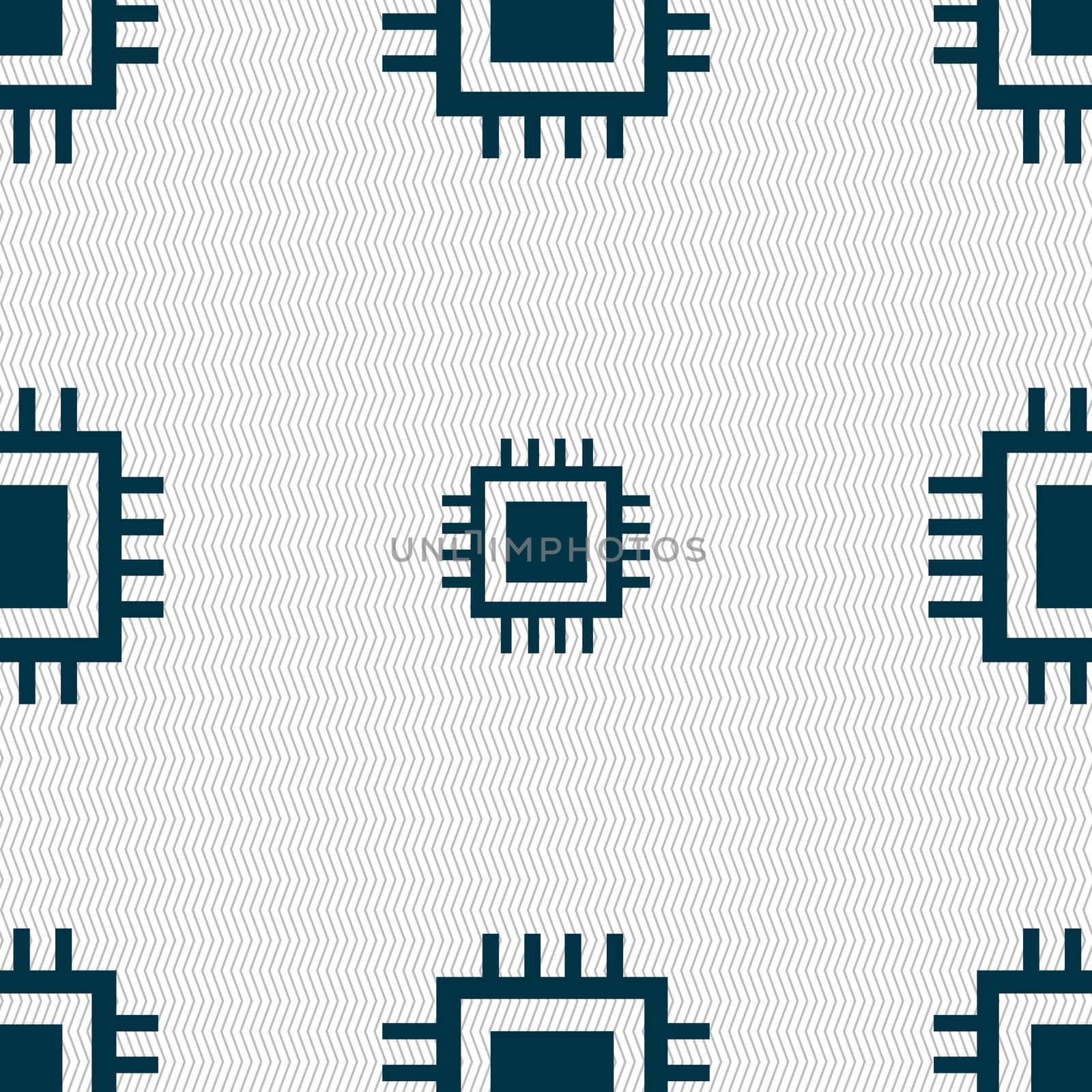 Central Processing Unit Icon. Technology scheme circle symbol. Seamless abstract background with geometric shapes.  by serhii_lohvyniuk