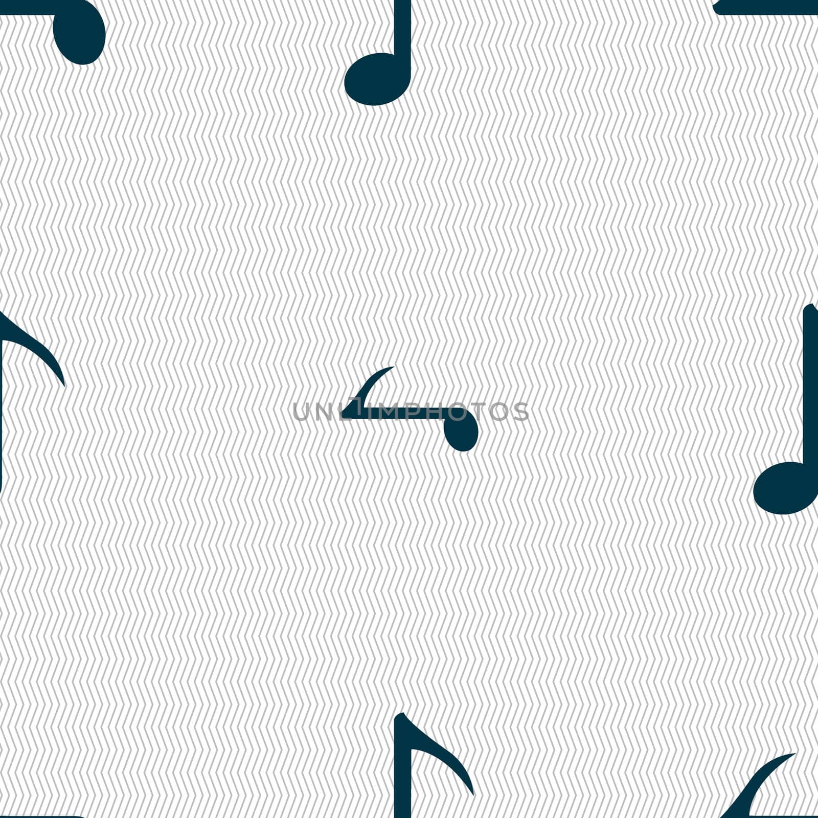 Music note icon sign. Seamless abstract background with geometric shapes. illustration