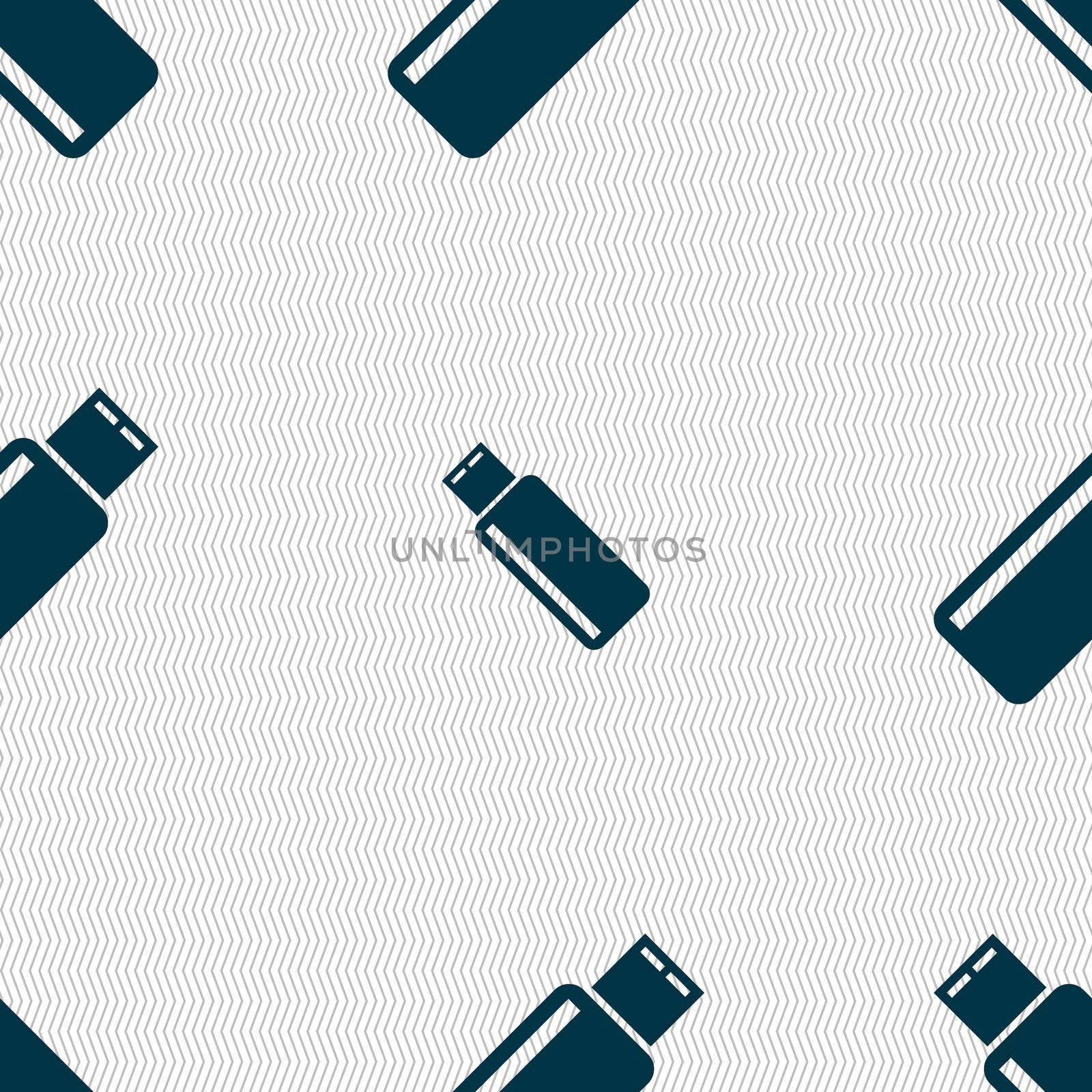 Usb sign icon. Usb flash drive stick symbol. Seamless abstract background with geometric shapes. illustration