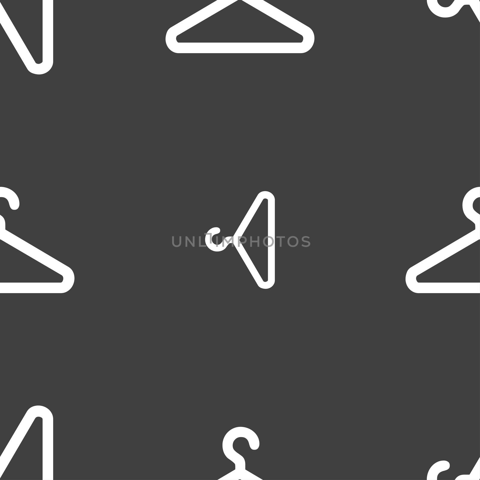 clothes hanger icon sign. Seamless pattern on a gray background.  by serhii_lohvyniuk