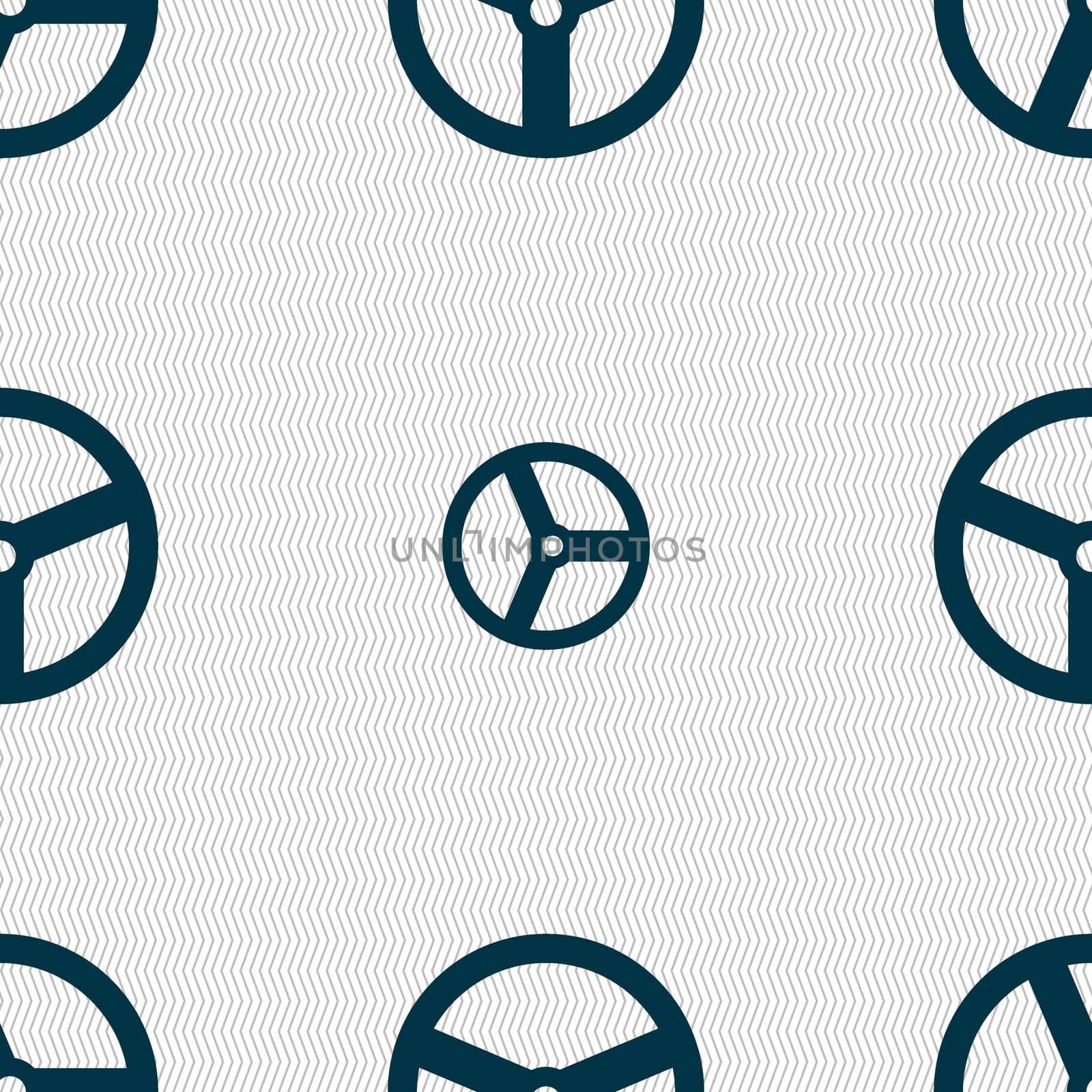 Steering wheel icon sign. Seamless abstract background with geometric shapes. illustration