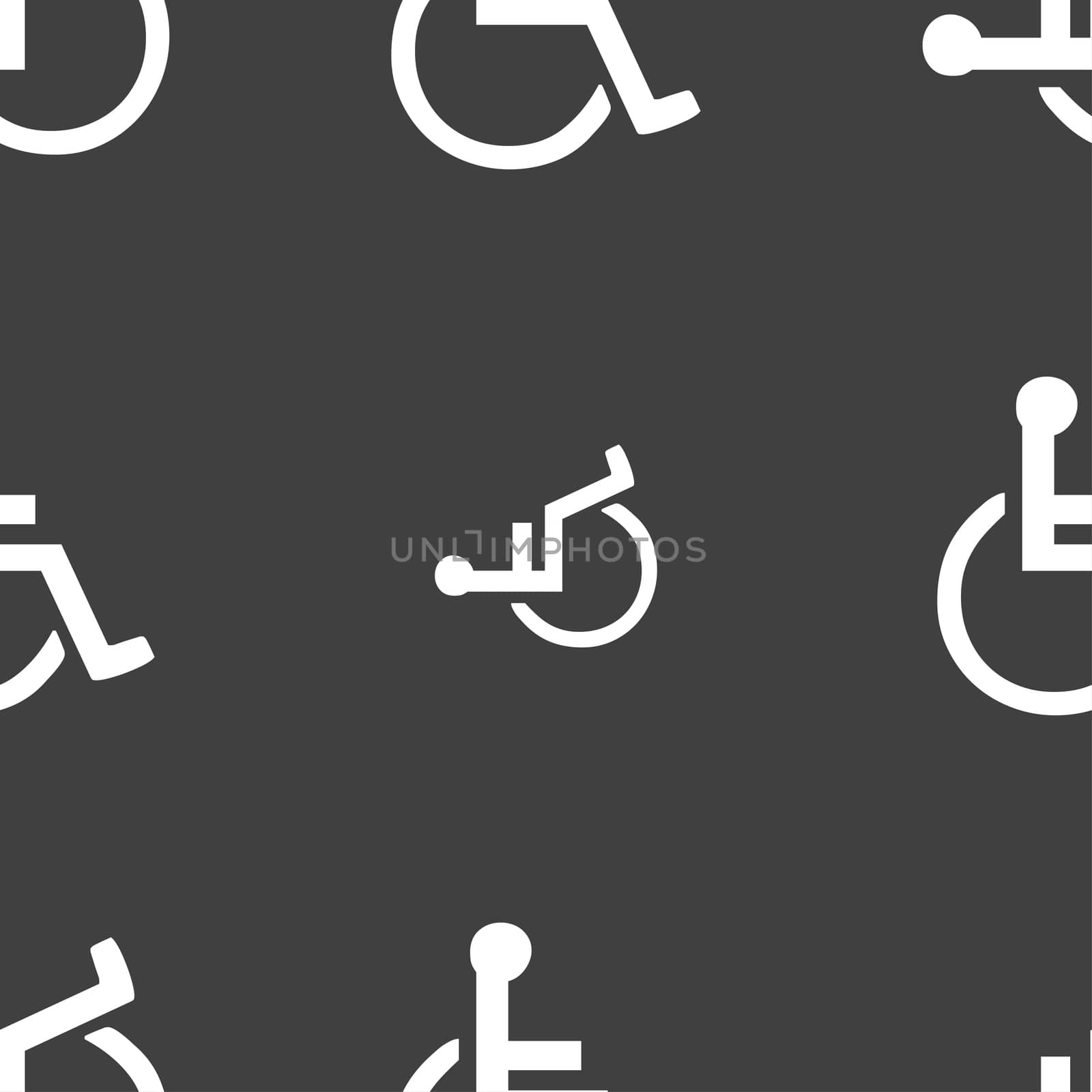 disabled icon sign. Seamless pattern on a gray background.  by serhii_lohvyniuk