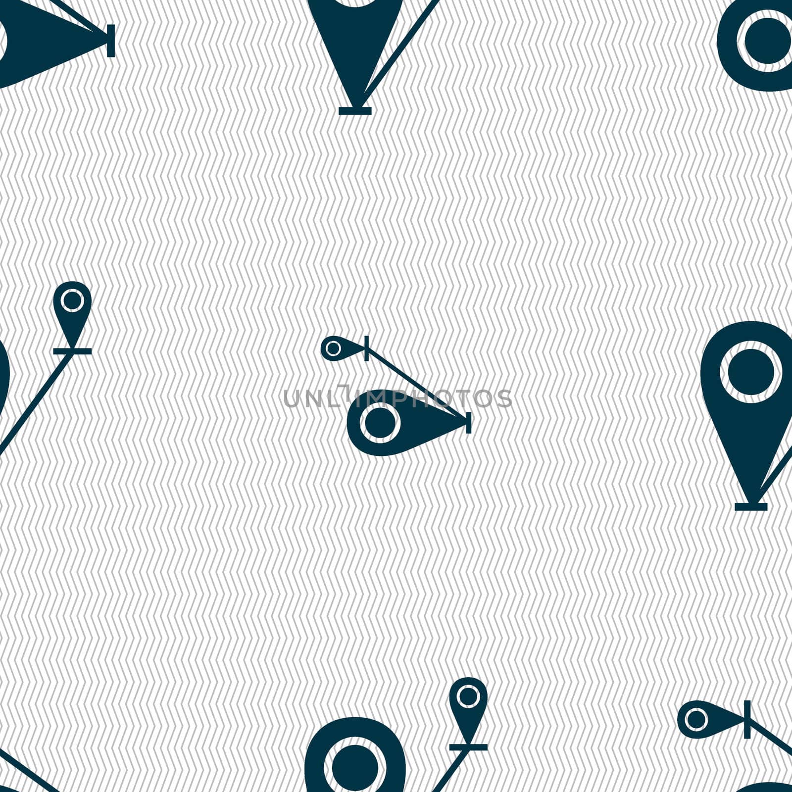 Map pointer icon sign. Seamless abstract background with geometric shapes. illustration