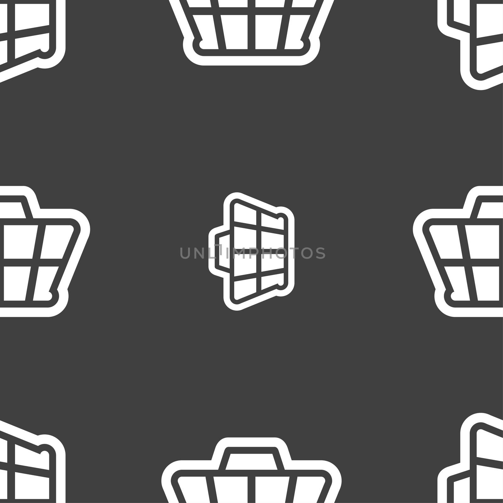 Shopping Cart icon sign. Seamless pattern on a gray background. illustration