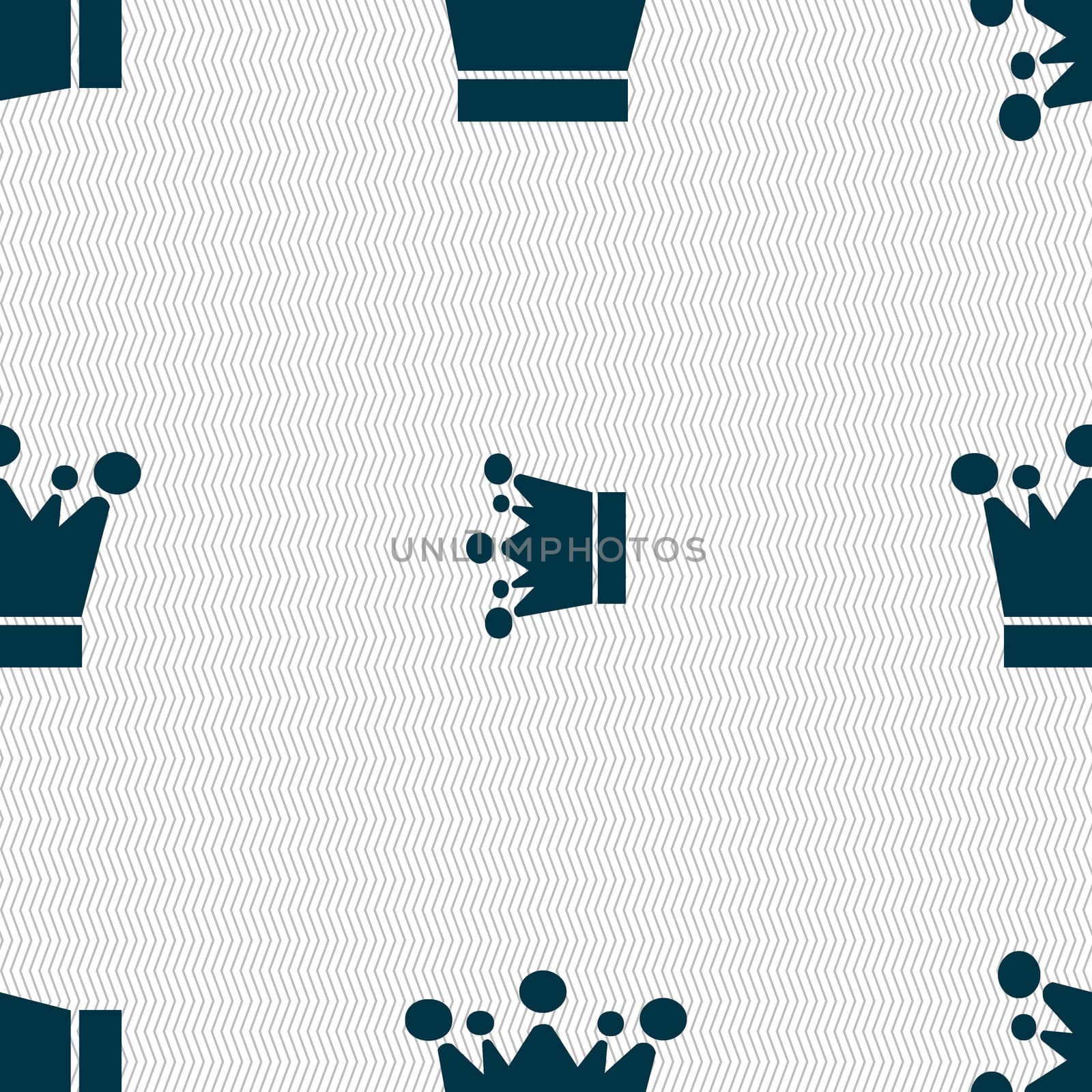 Crown icon sign. Seamless abstract background with geometric shapes. illustration