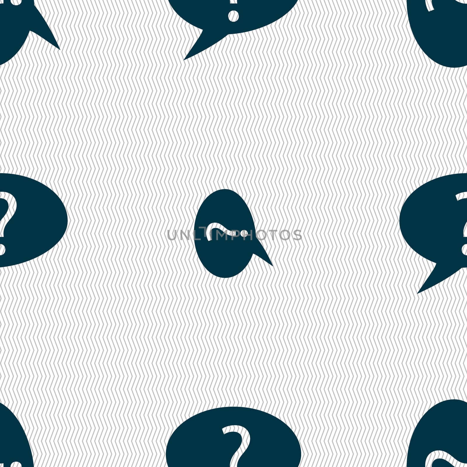 Question mark sign icon. Help speech bubble symbol. FAQ sign. Seamless abstract background with geometric shapes. illustration