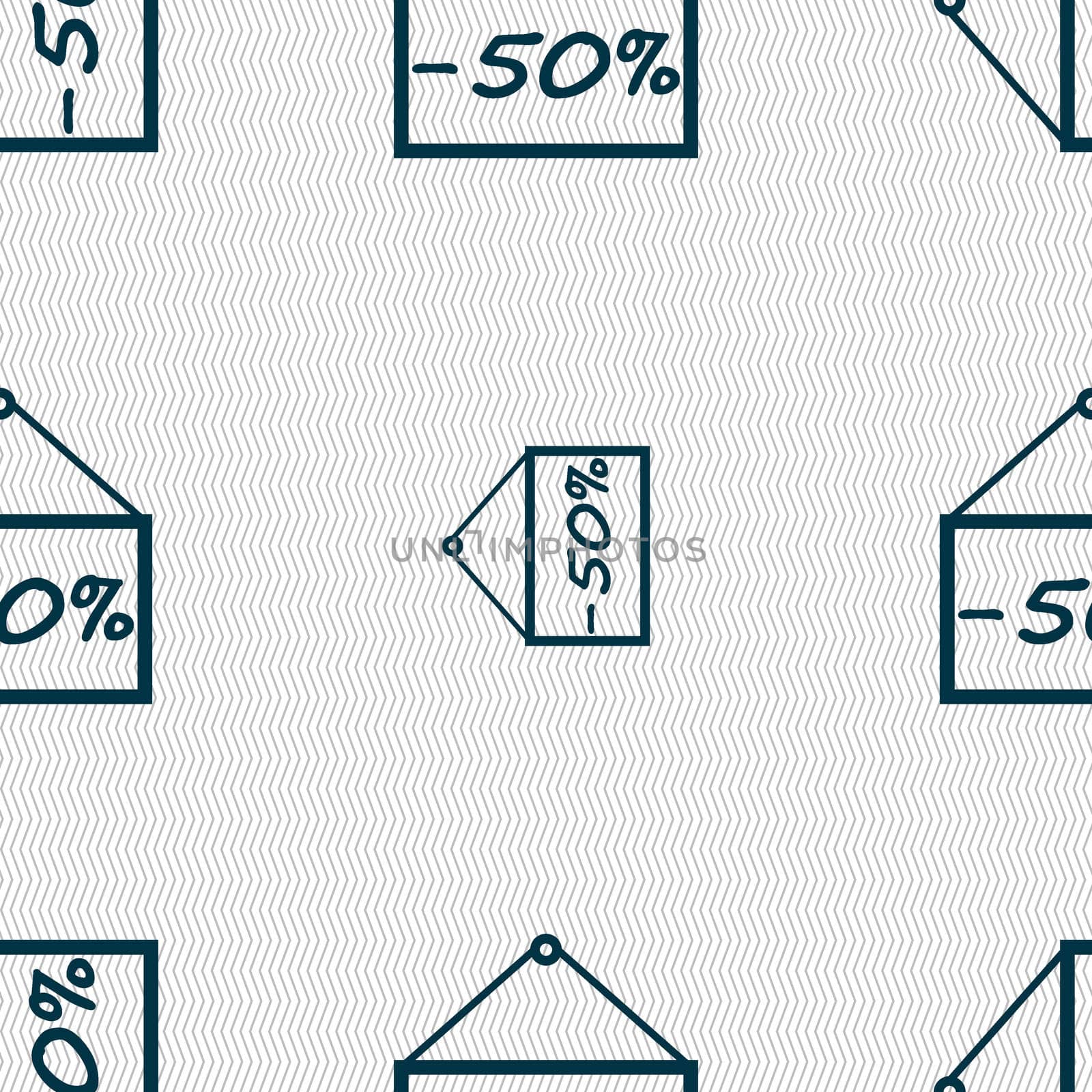 50 discount icon sign. Seamless abstract background with geometric shapes. illustration