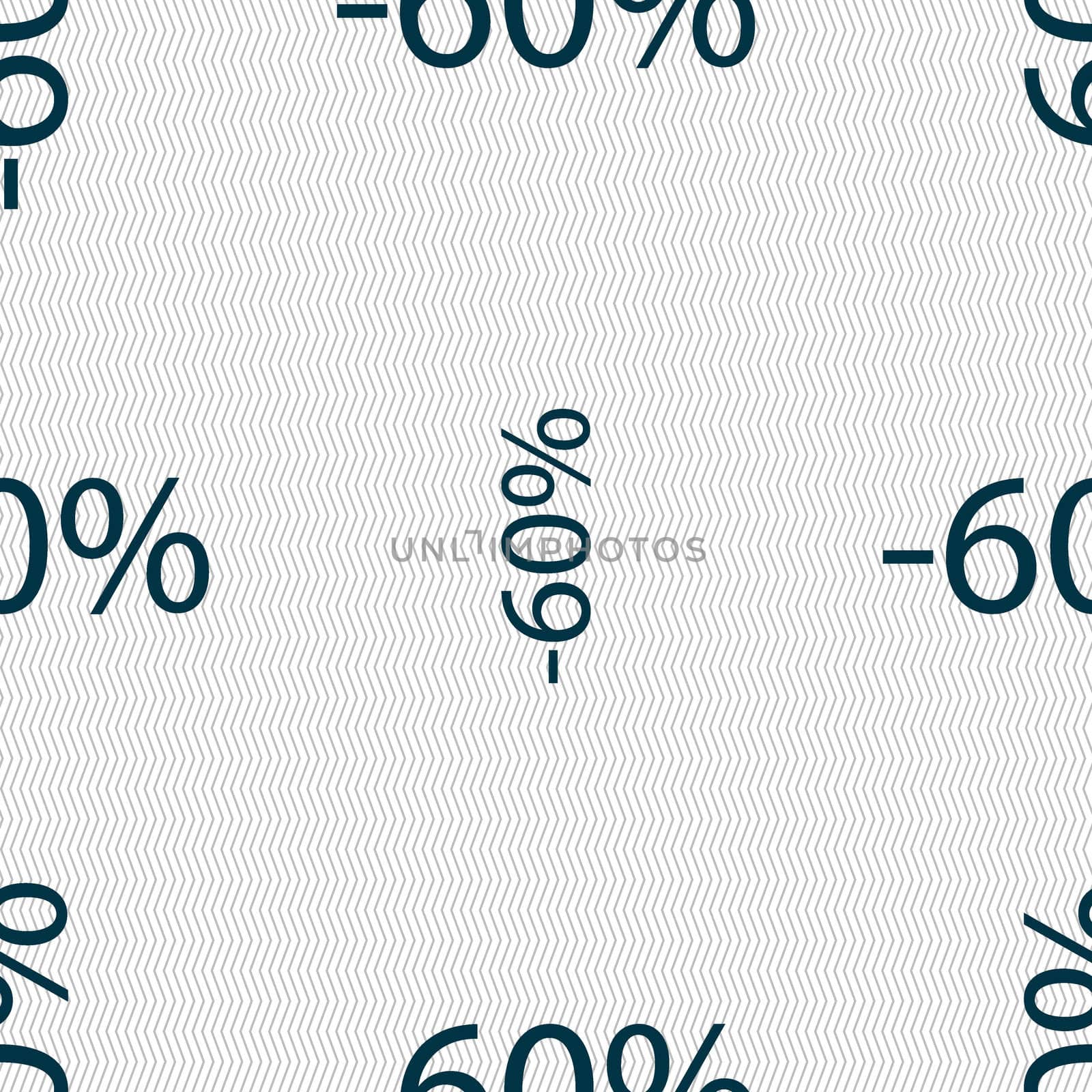 60 percent discount sign icon. Sale symbol. Special offer label. Seamless abstract background with geometric shapes.  by serhii_lohvyniuk