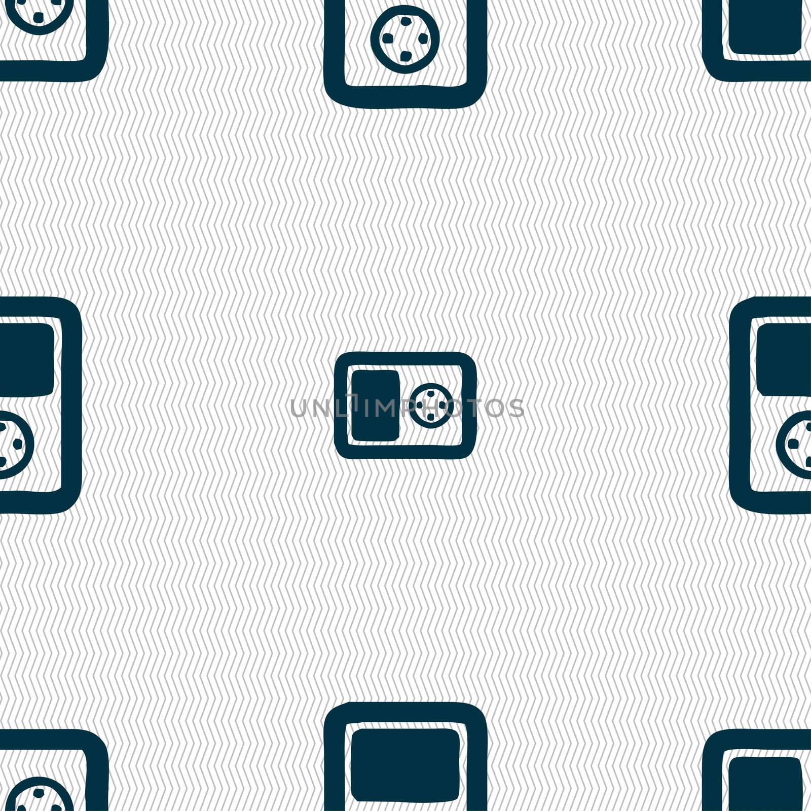 Tetris, video game console icon sign. Seamless pattern with geometric texture. illustration