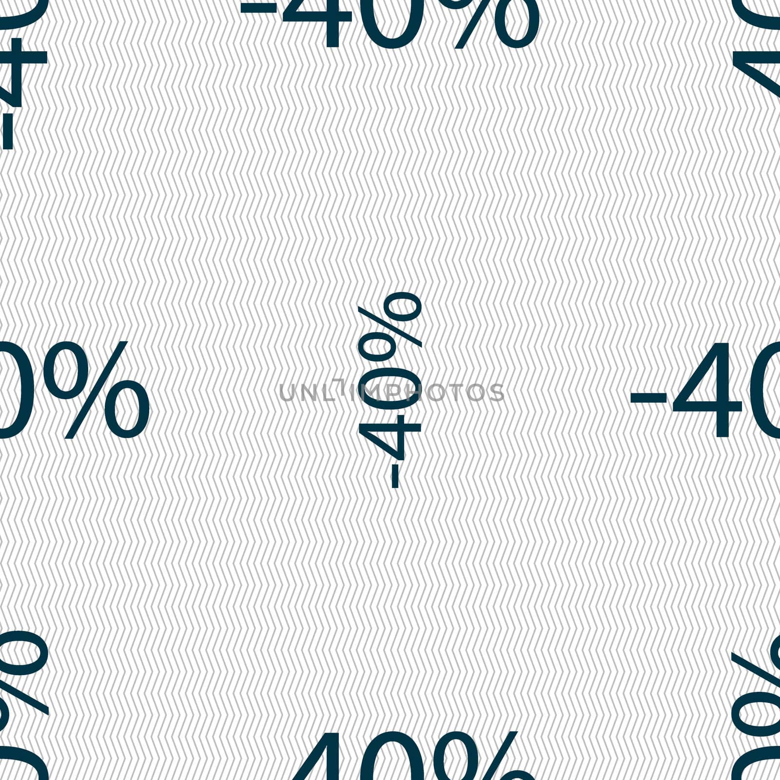 40 percent discount sign icon. Sale symbol. Special offer label. Seamless abstract background with geometric shapes. illustration