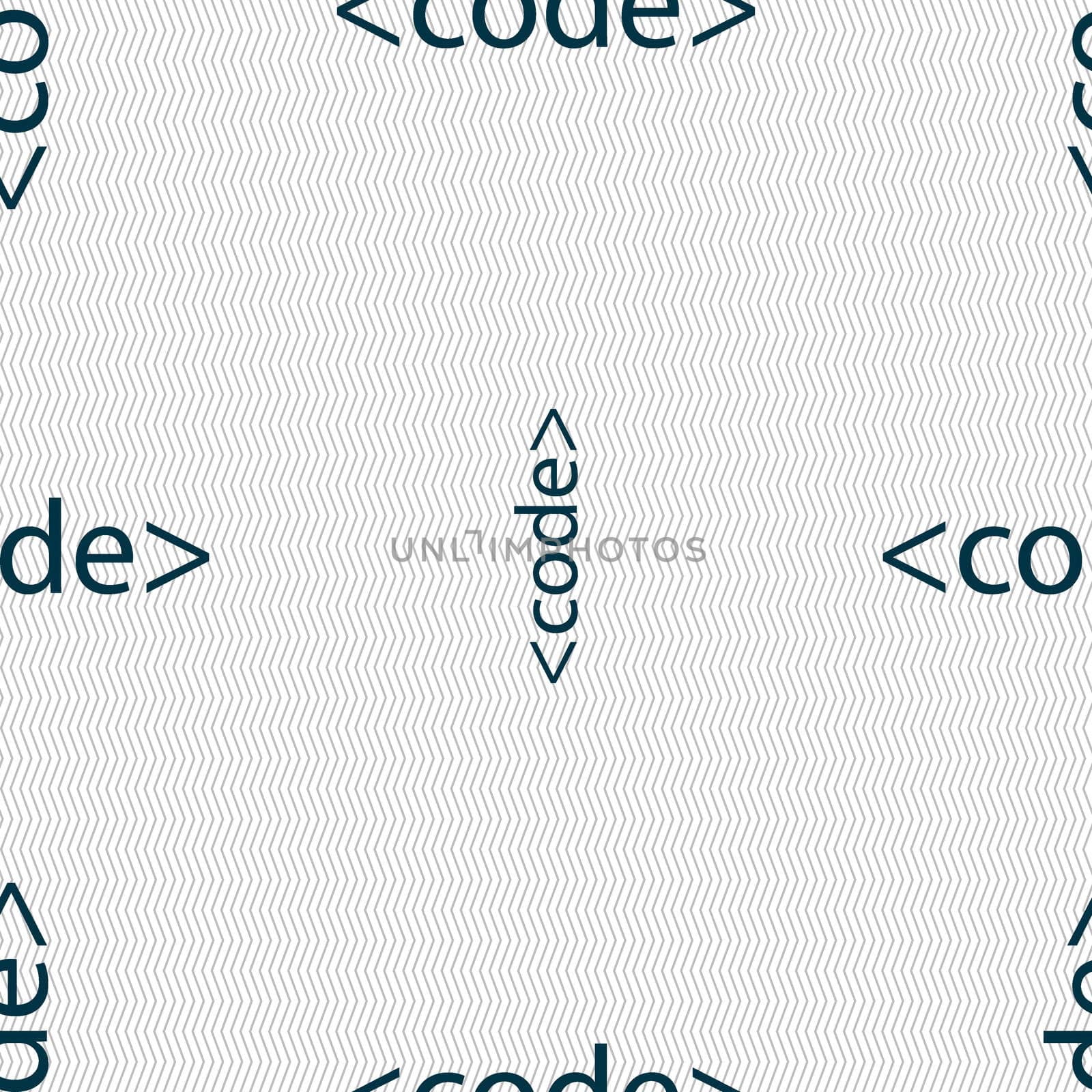 Code sign icon. Programming language symbol. Seamless abstract background with geometric shapes. illustration