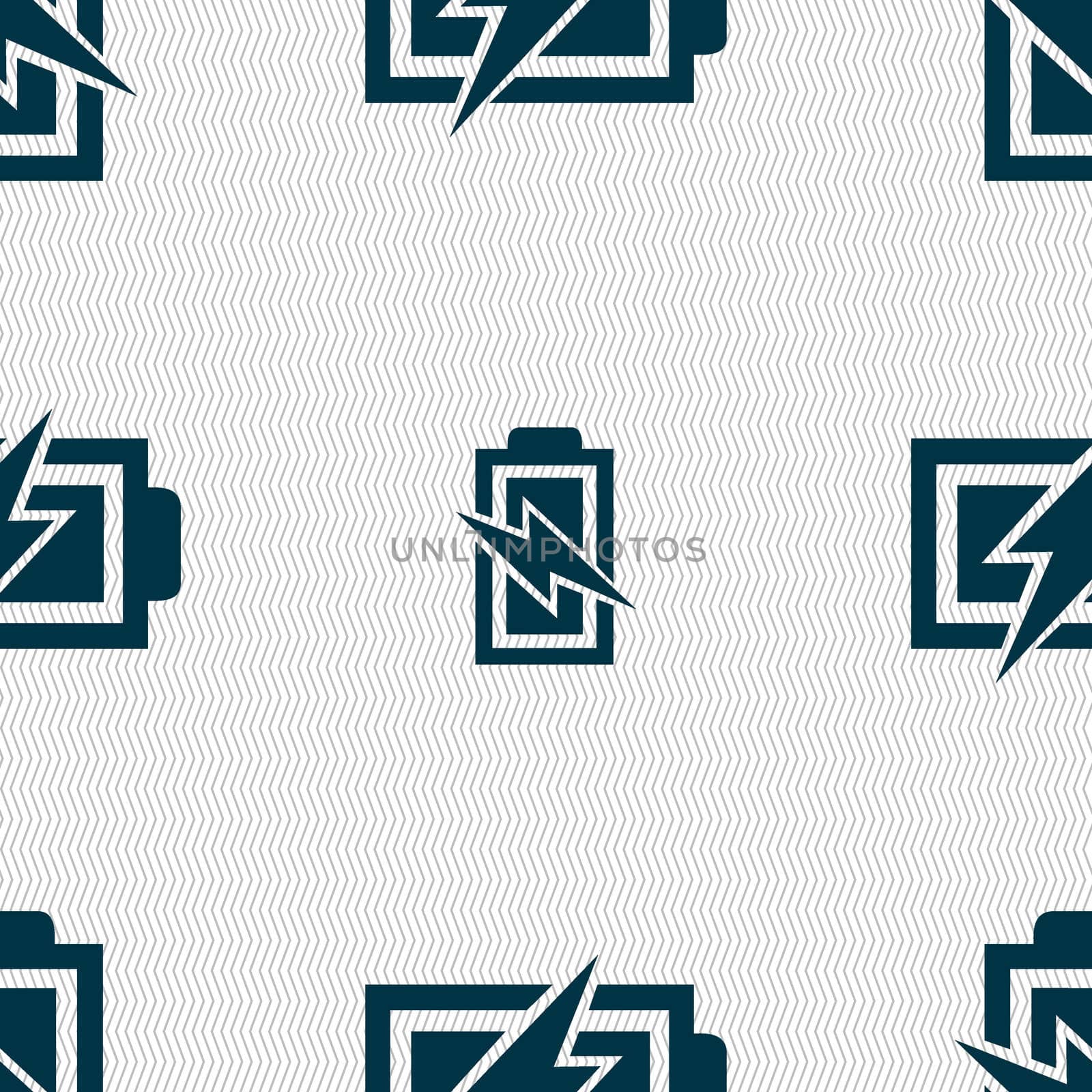 Battery charging sign icon. Lightning symbol. Seamless abstract background with geometric shapes.  by serhii_lohvyniuk