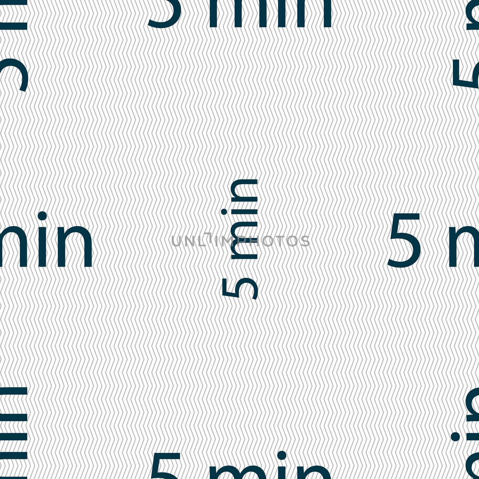 5 minutes sign icon. Seamless abstract background with geometric shapes. illustration