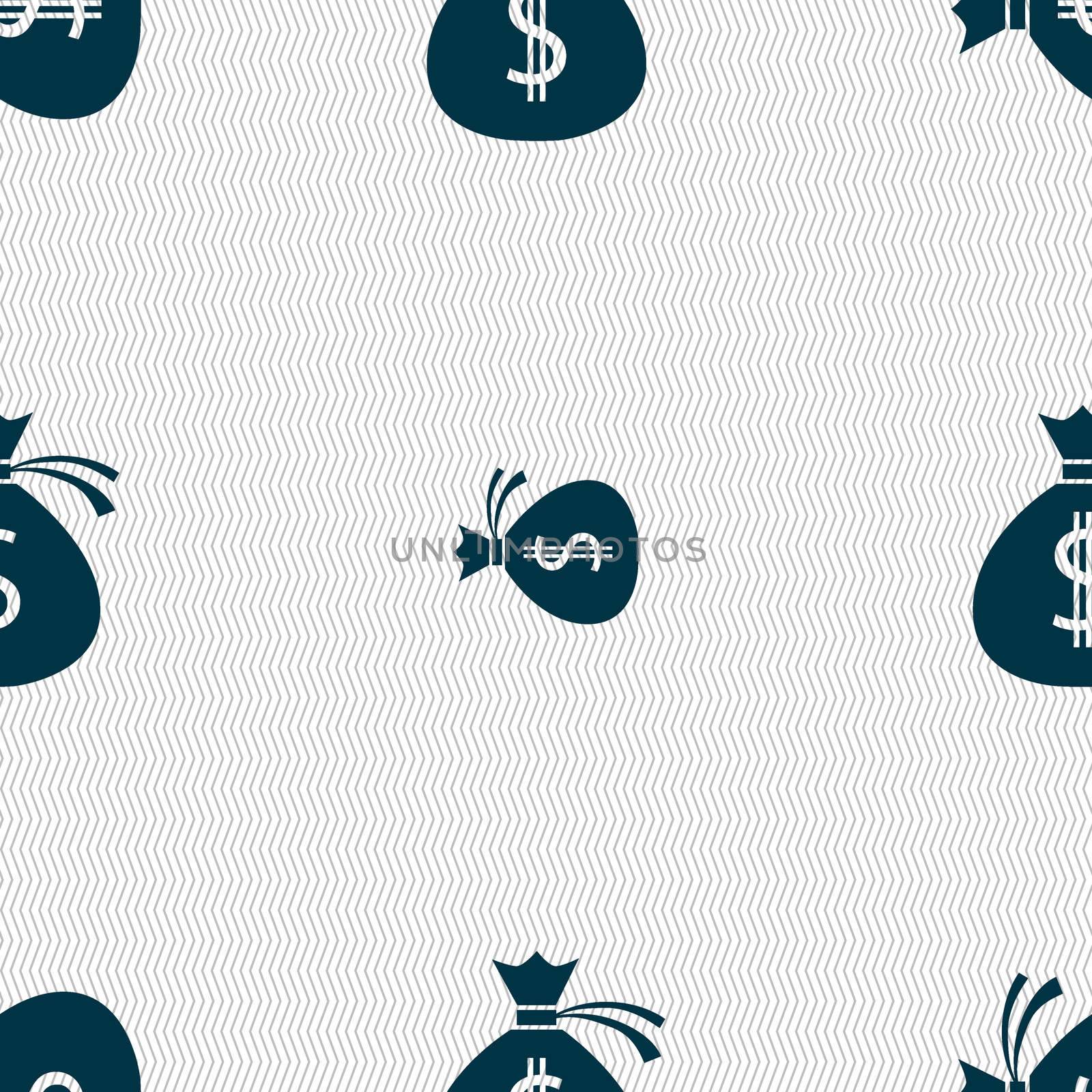 Money bag icon sign. Seamless abstract background with geometric shapes.  by serhii_lohvyniuk