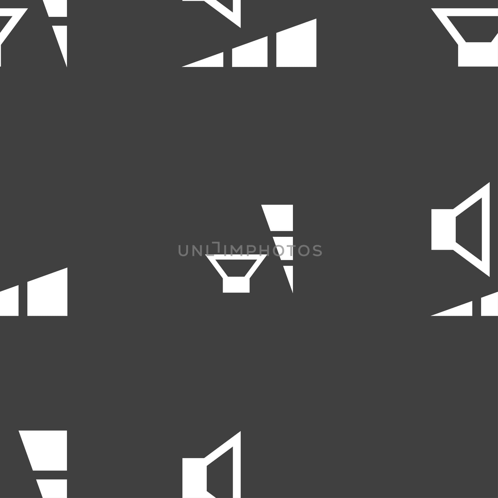 volume, sound icon sign. Seamless pattern on a gray background.  by serhii_lohvyniuk
