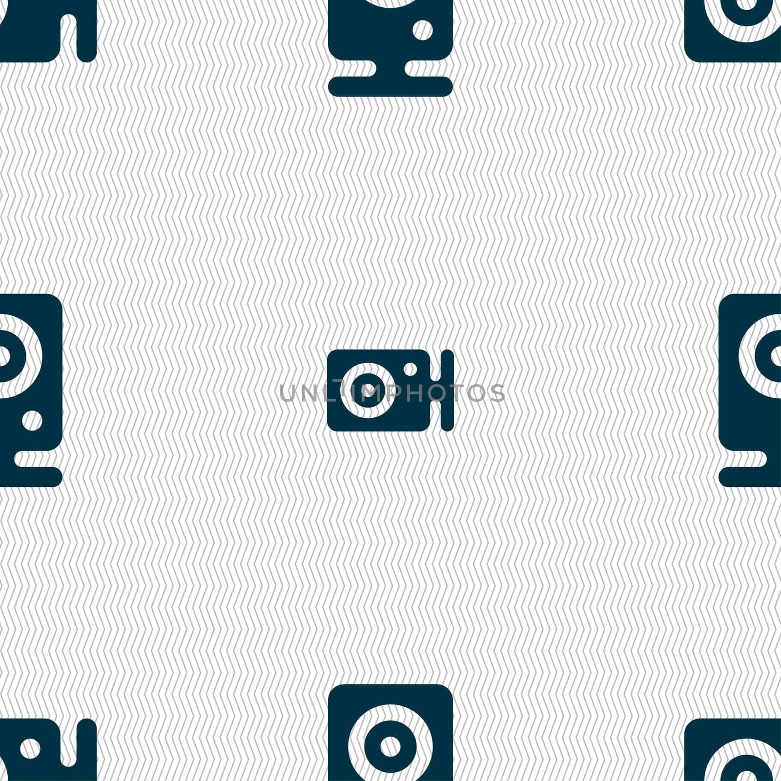 Web cam icon sign. Seamless pattern with geometric texture.  by serhii_lohvyniuk