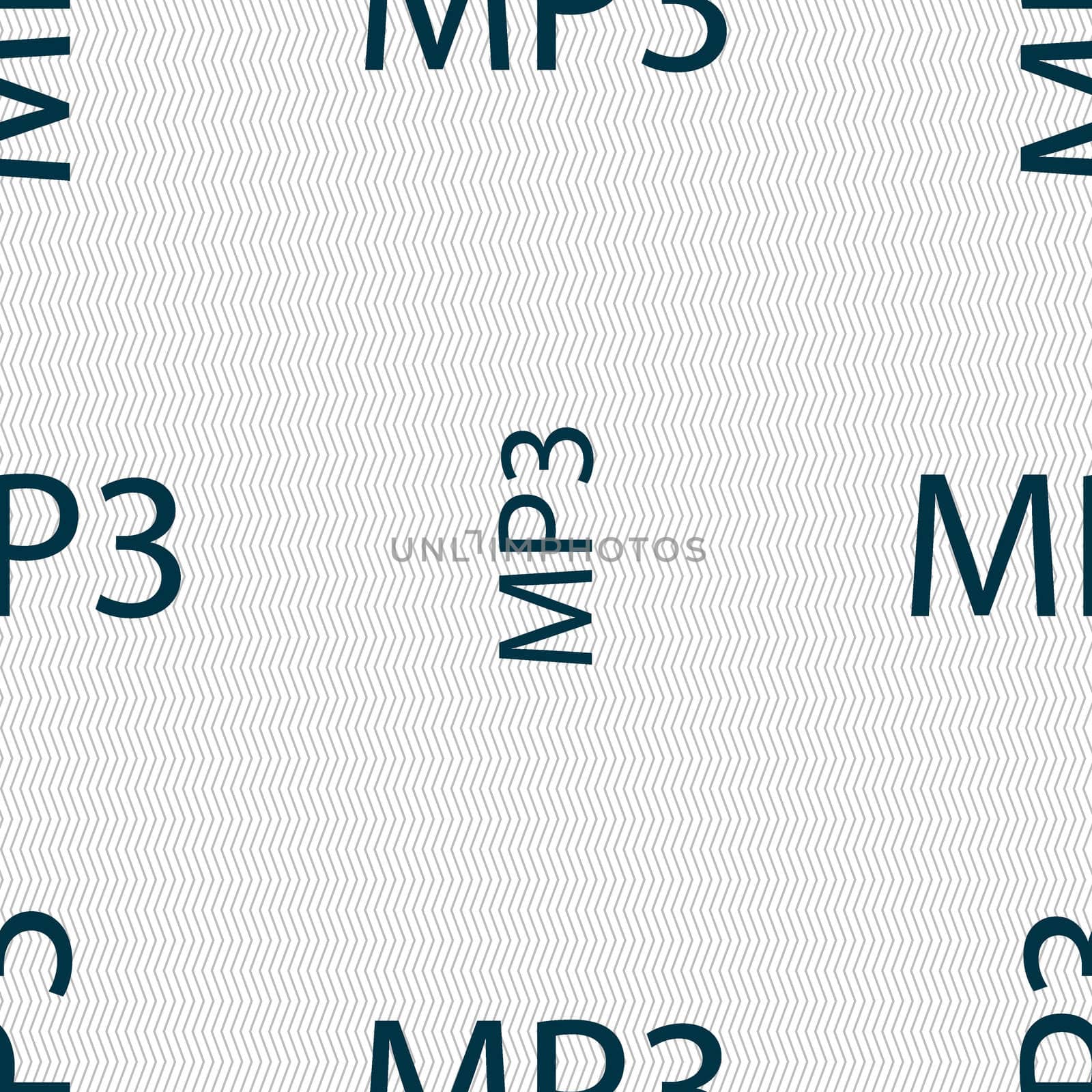 Mp3 music format sign icon. Musical symbol. Seamless abstract background with geometric shapes. illustration