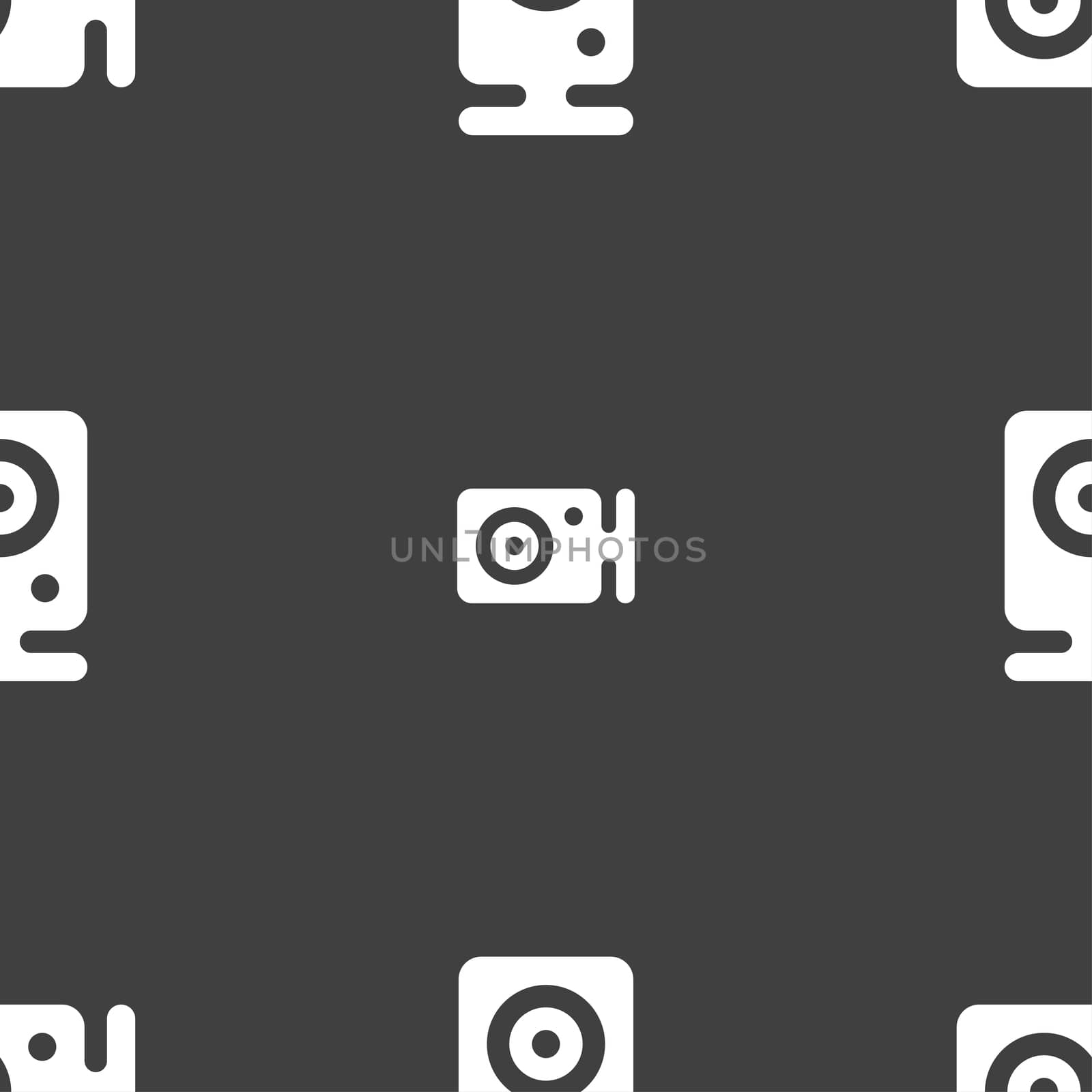 Web cam icon sign. Seamless pattern on a gray background.  by serhii_lohvyniuk