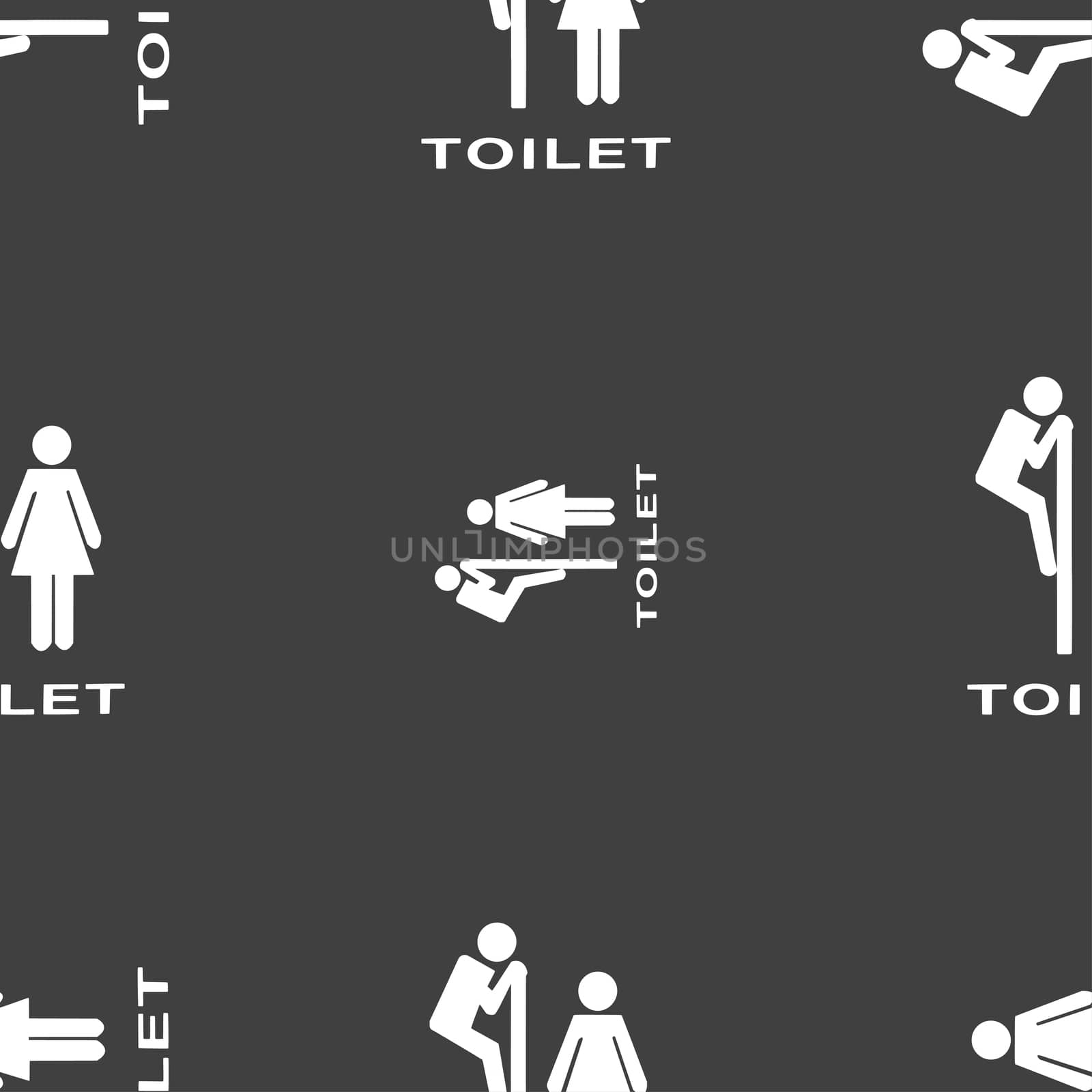 toilet icon sign. Seamless pattern on a gray background. illustration