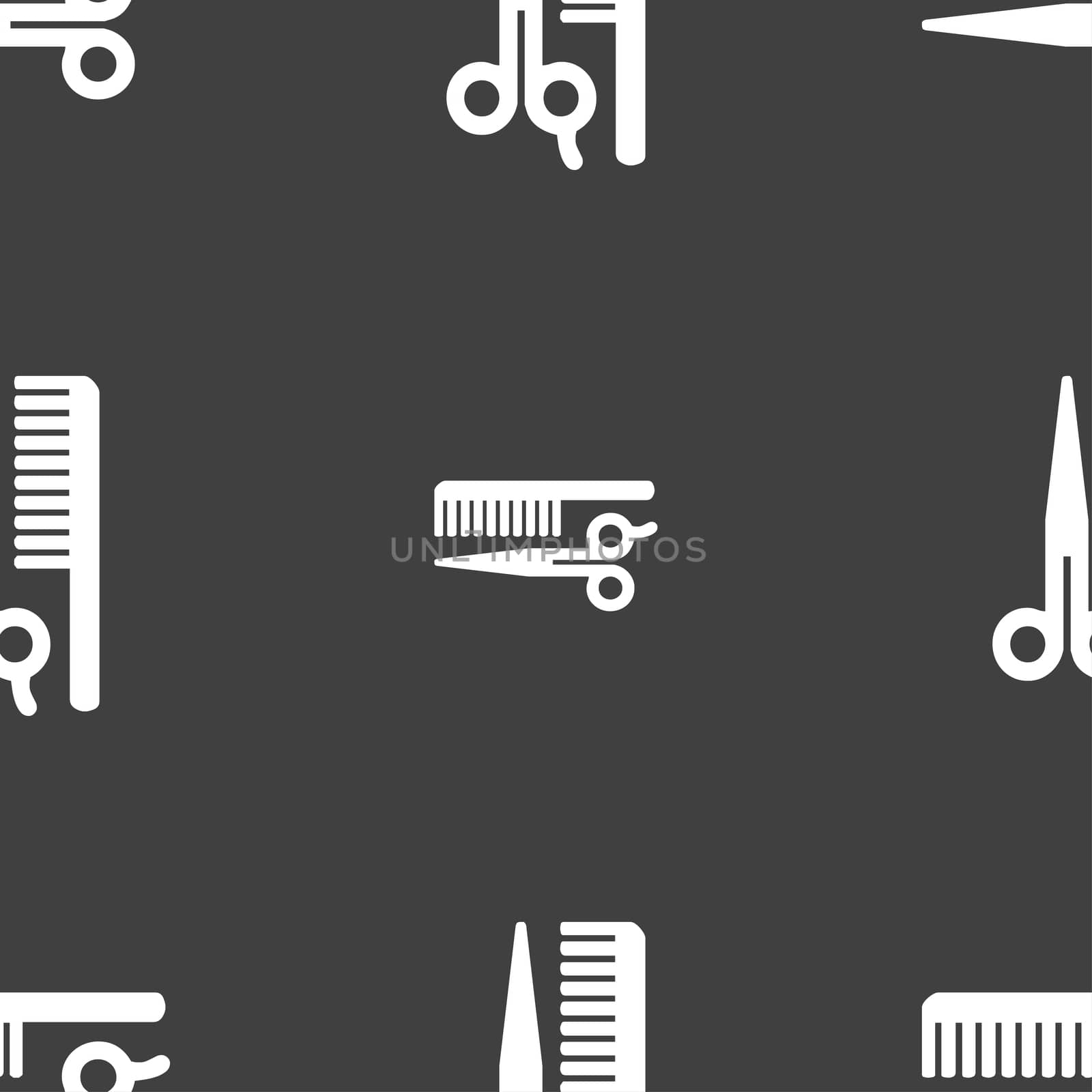 hair icon sign. Seamless pattern on a gray background.  by serhii_lohvyniuk