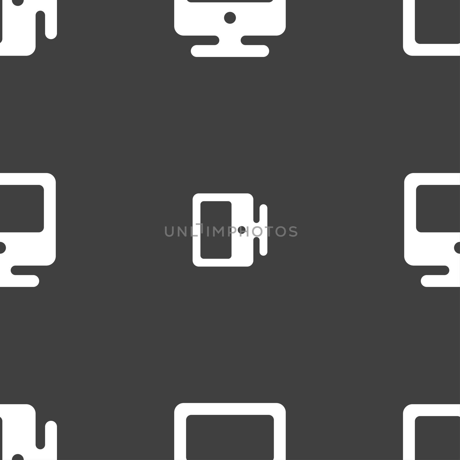 monitor icon sign. Seamless pattern on a gray background. illustration