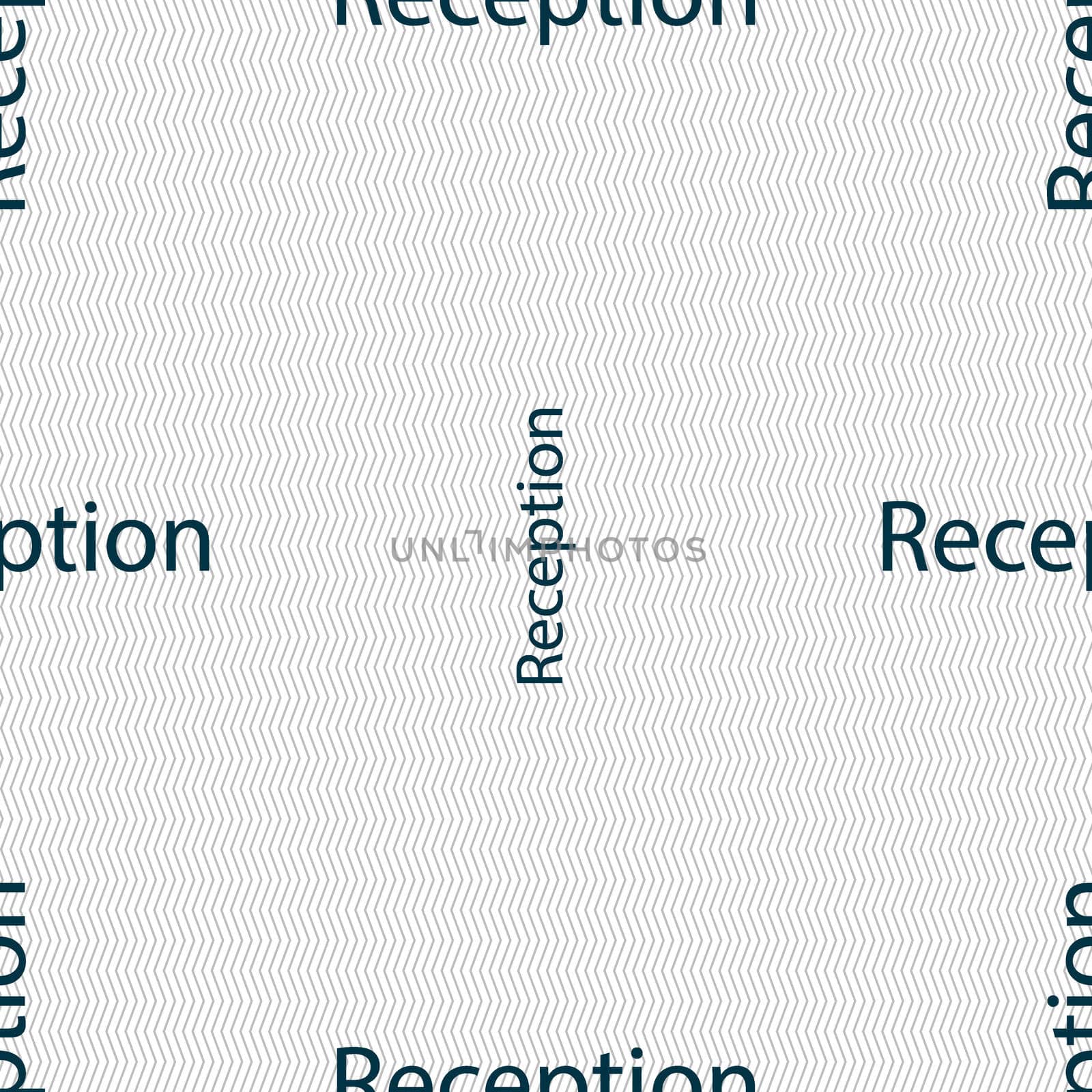 Reception sign icon. Hotel registration table symbol. Seamless abstract background with geometric shapes. illustration