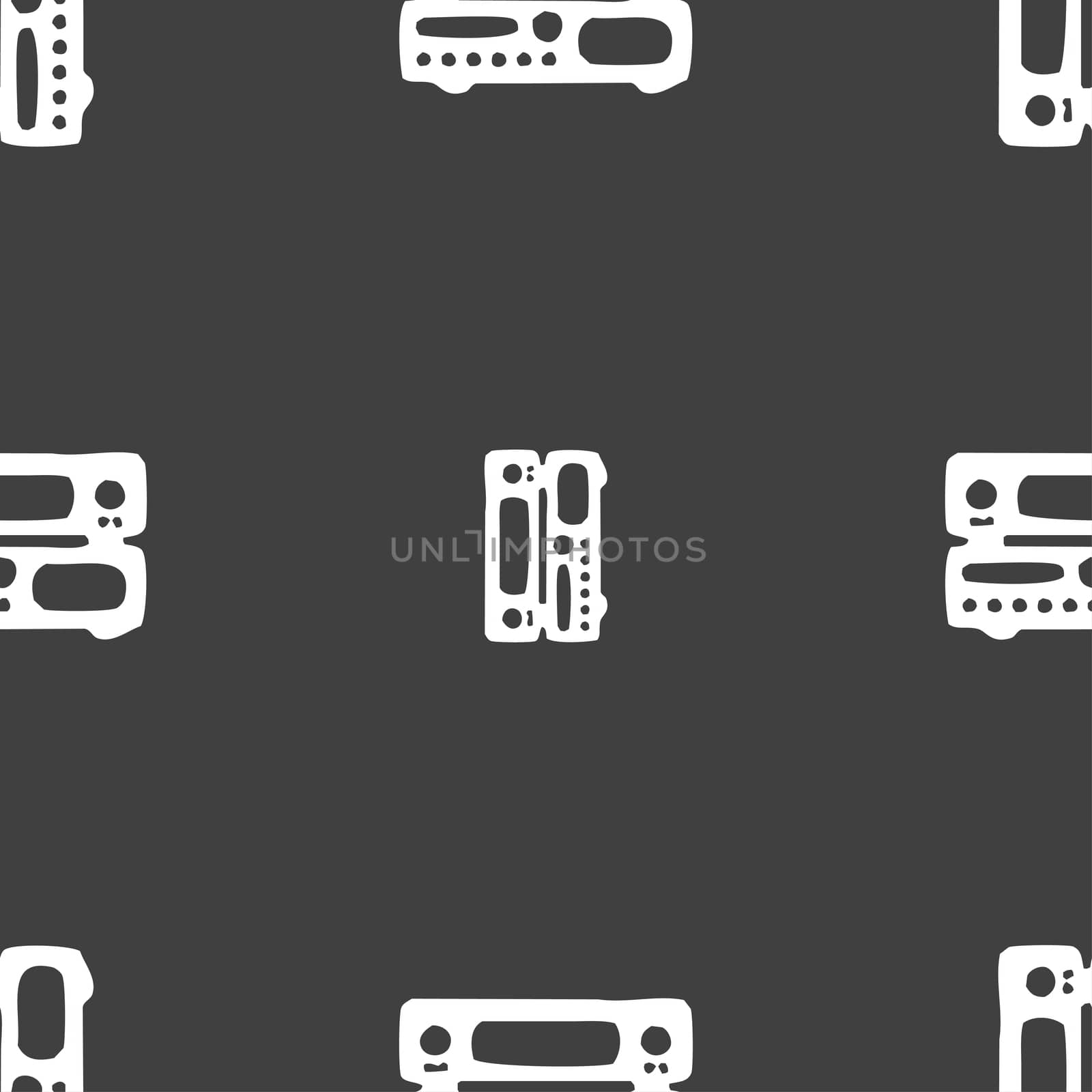 radio, receiver, amplifier icon sign. Seamless pattern on a gray background. illustration