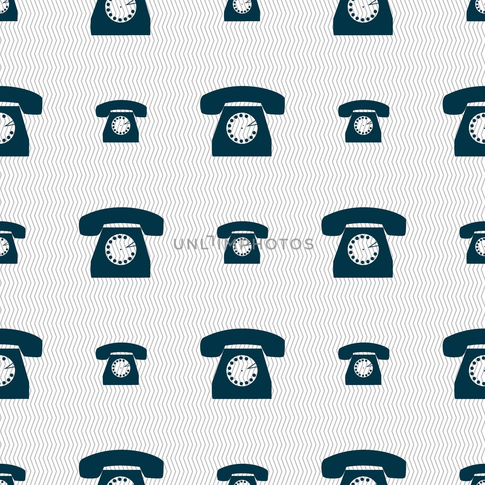 Retro telephone icon symbol. Seamless abstract background with geometric shapes. illustration
