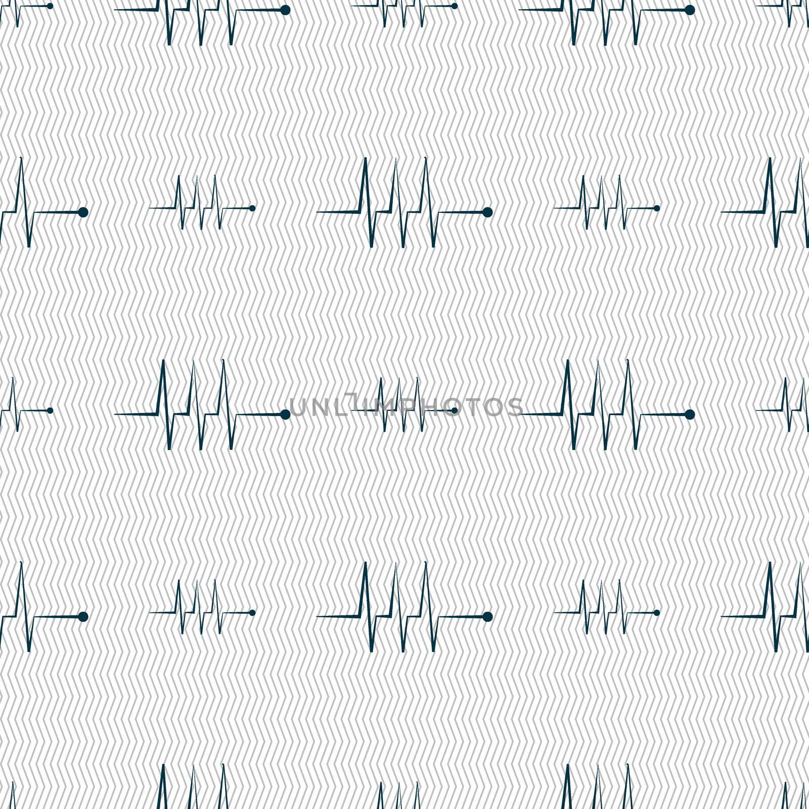 Cardiogram monitoring sign icon. Heart beats symbol. Seamless abstract background with geometric shapes.  by serhii_lohvyniuk