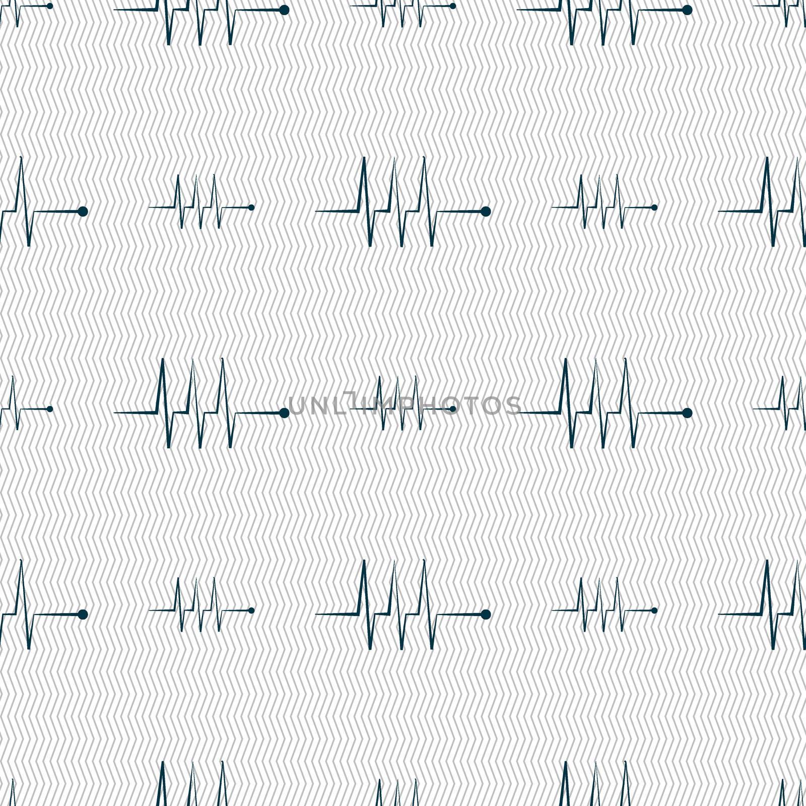 Cardiogram monitoring sign icon. Heart beats symbol. Seamless abstract background with geometric shapes. illustration