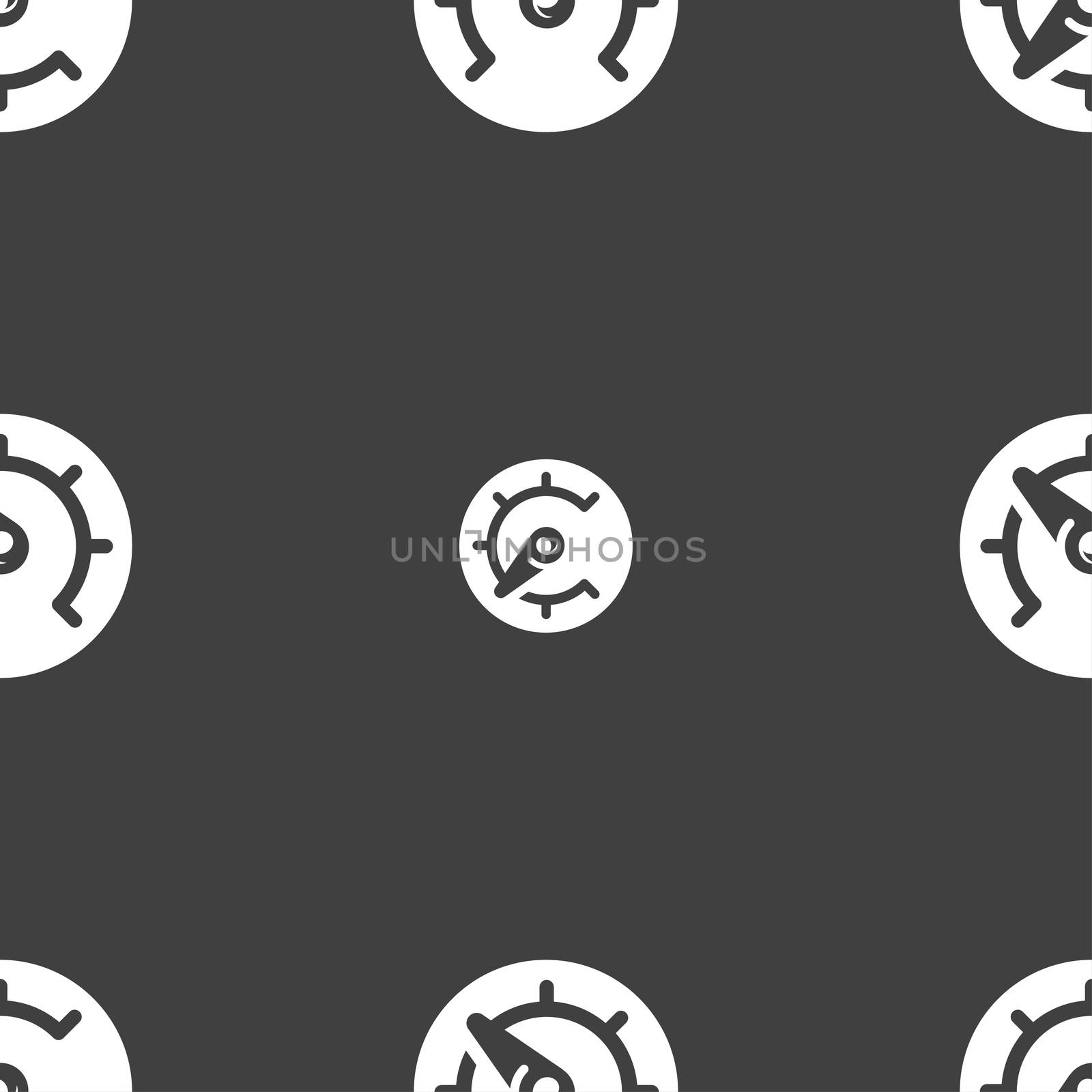 speed, speedometer icon sign. Seamless pattern on a gray background.  by serhii_lohvyniuk