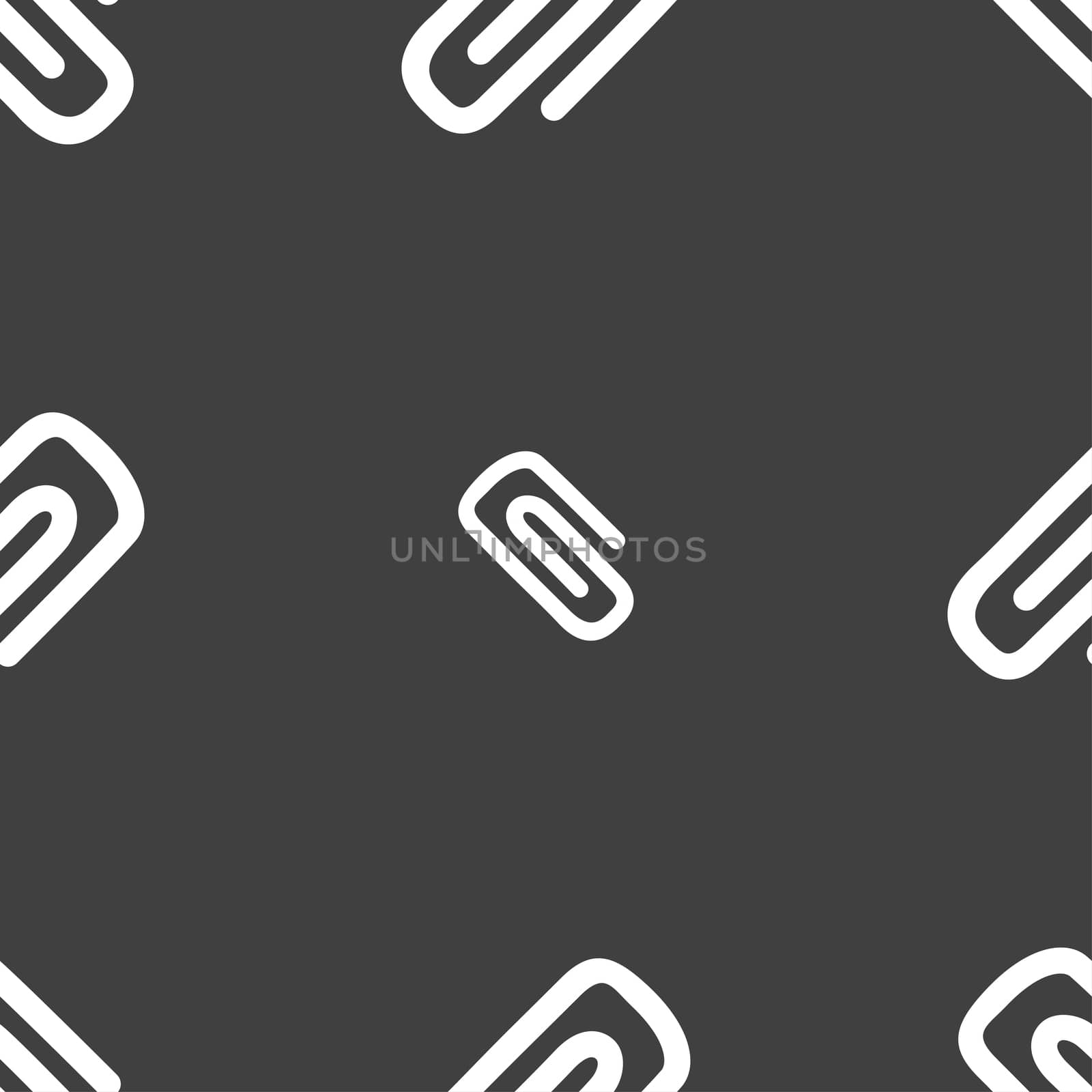 clip to paper icon sign. Seamless pattern on a gray background.  by serhii_lohvyniuk