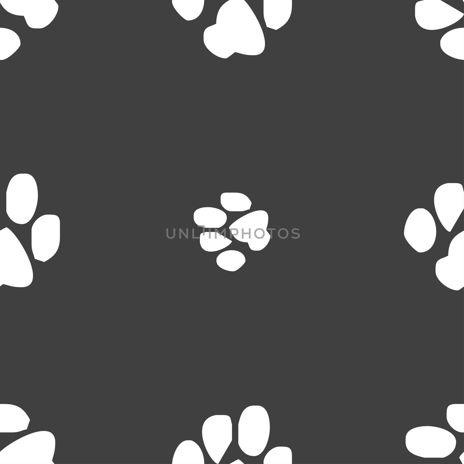 trace dogs icon sign. Seamless pattern on a gray background.  by serhii_lohvyniuk