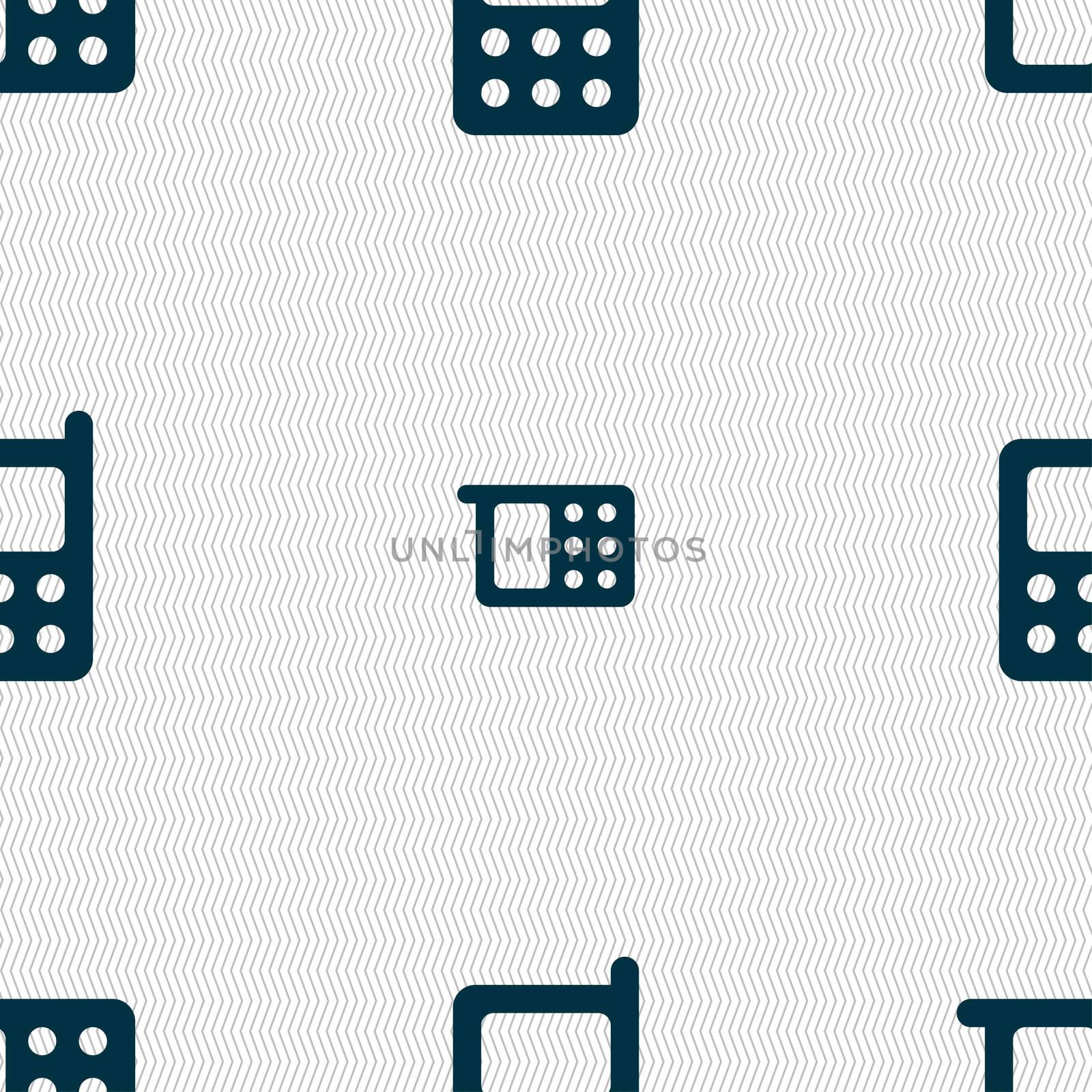 mobile phone icon sign. Seamless pattern with geometric texture. illustration