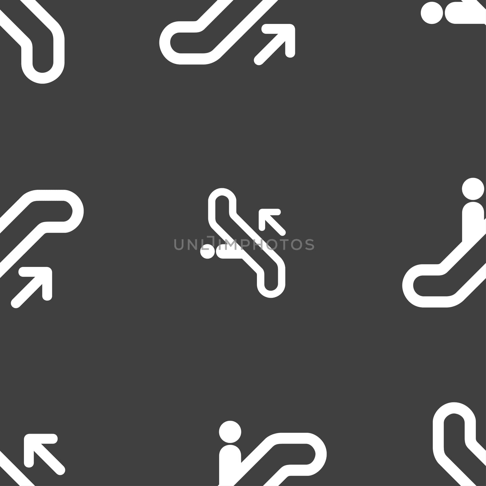 elevator, Escalator, Staircase icon sign. Seamless pattern on a gray background.  by serhii_lohvyniuk