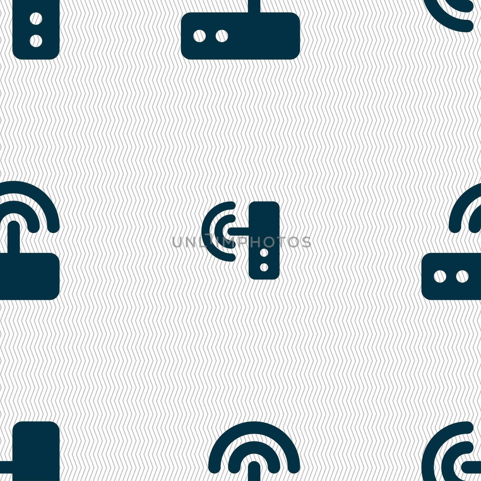Wi fi router icon sign. Seamless pattern with geometric texture.  by serhii_lohvyniuk