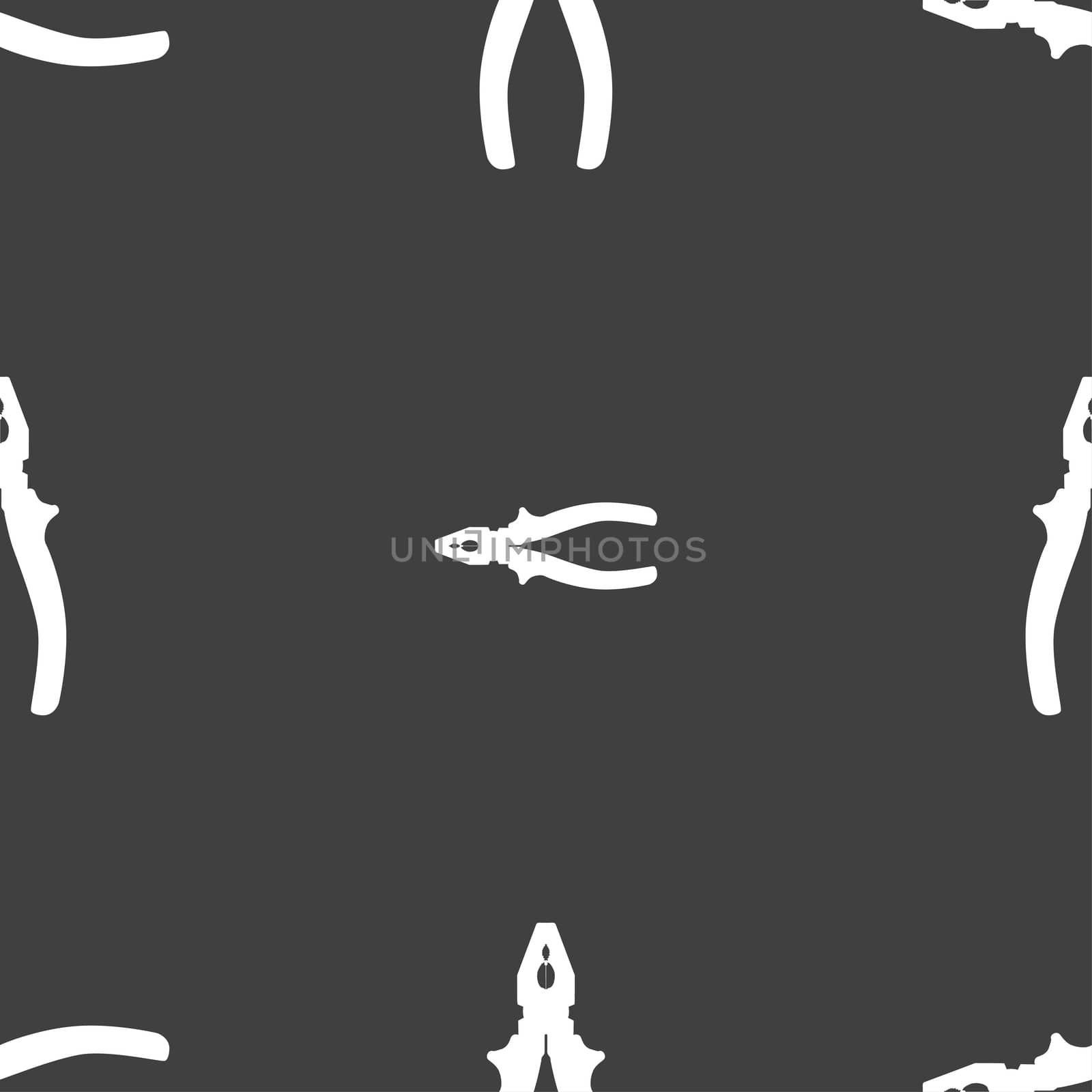 pliers icon sign. Seamless pattern on a gray background.  by serhii_lohvyniuk