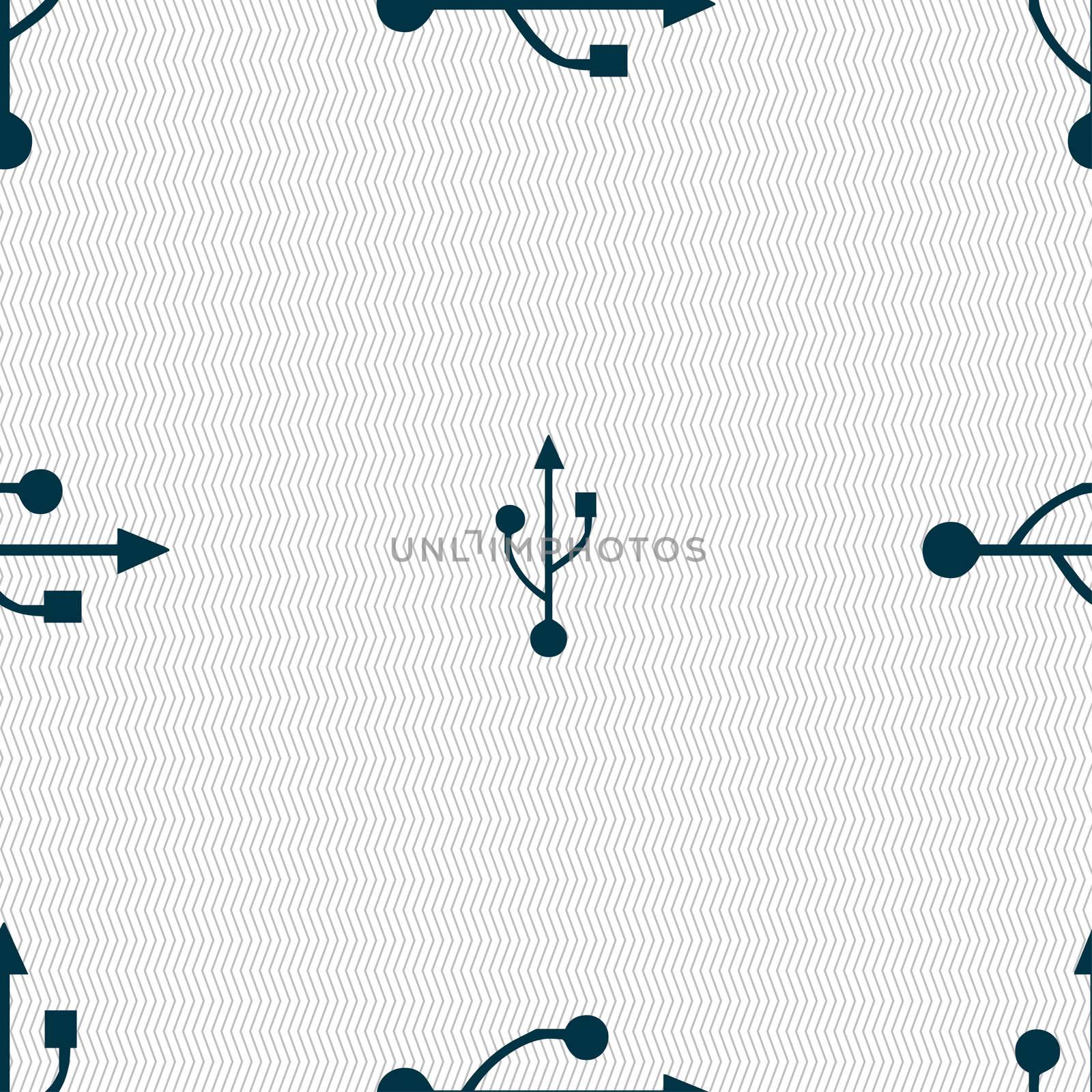 USB icon sign. Seamless pattern with geometric texture.  by serhii_lohvyniuk