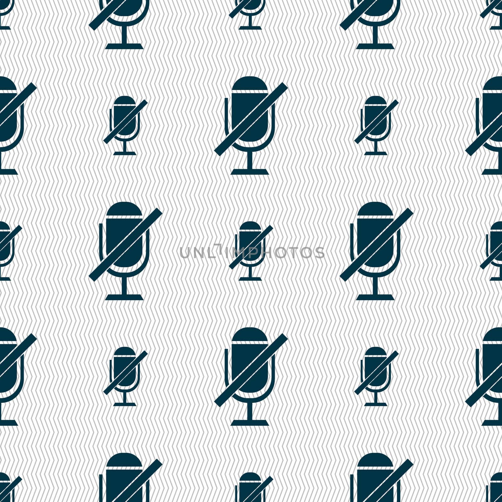 No Microphone sign icon. Speaker symbol. Seamless abstract background with geometric shapes. illustration