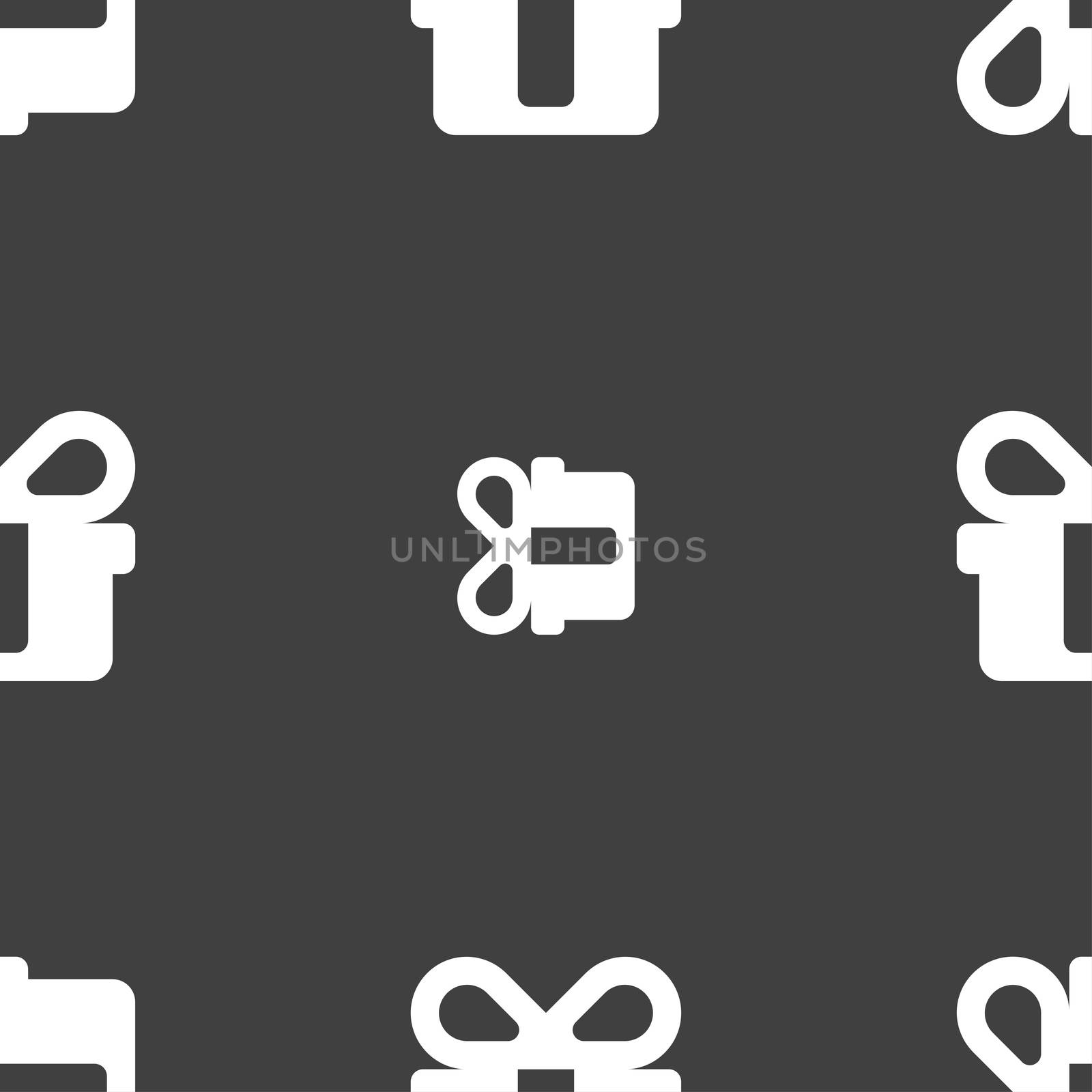 gift icon sign. Seamless pattern on a gray background. illustration